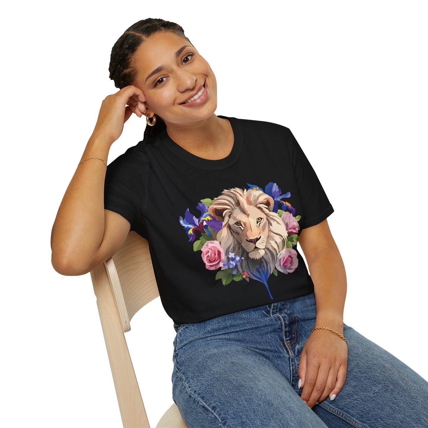 Lion Shirt, Shirt with Lion, Floral Lion Tee, Shirt with Animals