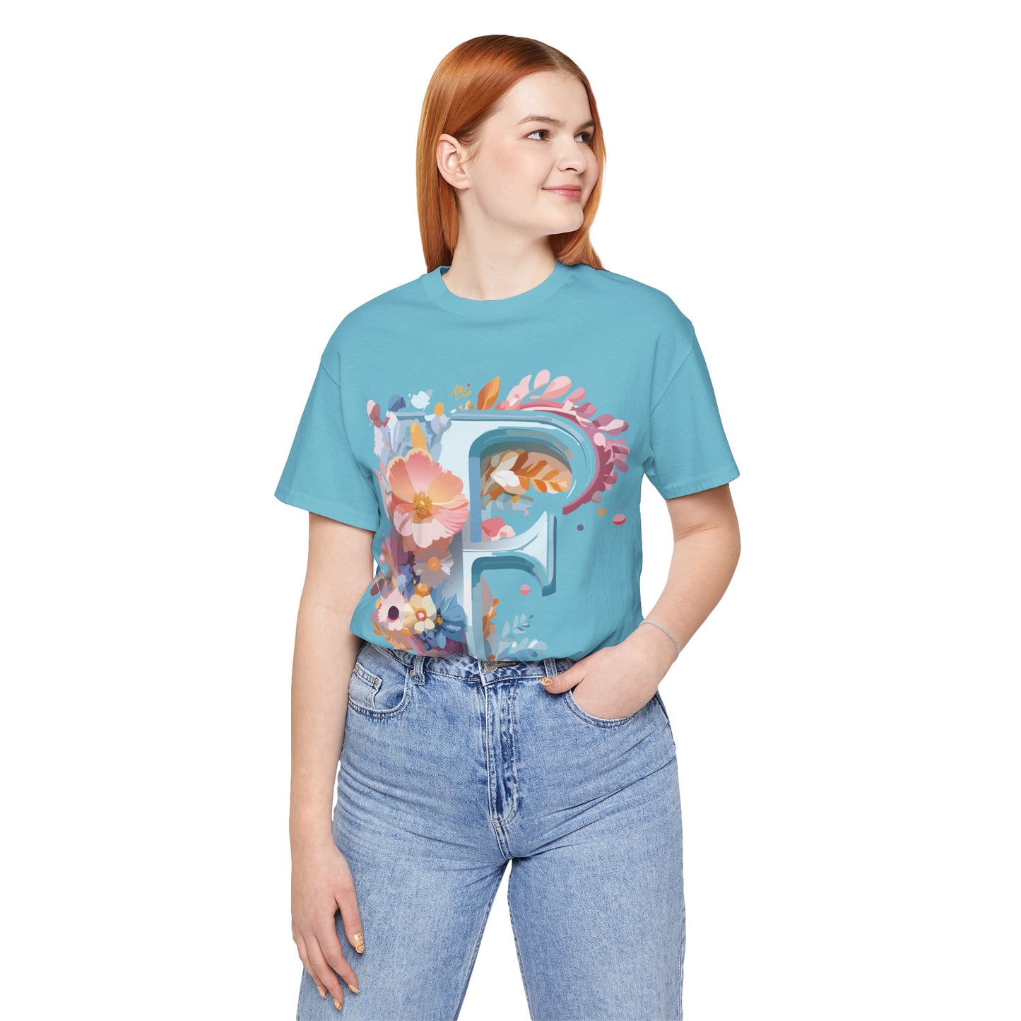 Natural Cotton Tee Shirt - Letters Collection - F Printify