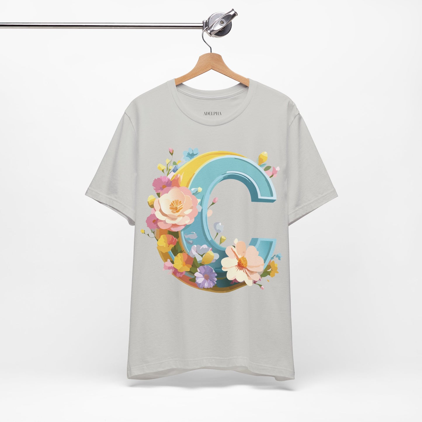 Natural Cotton Tee Shirt - Letters Collection - C Printify