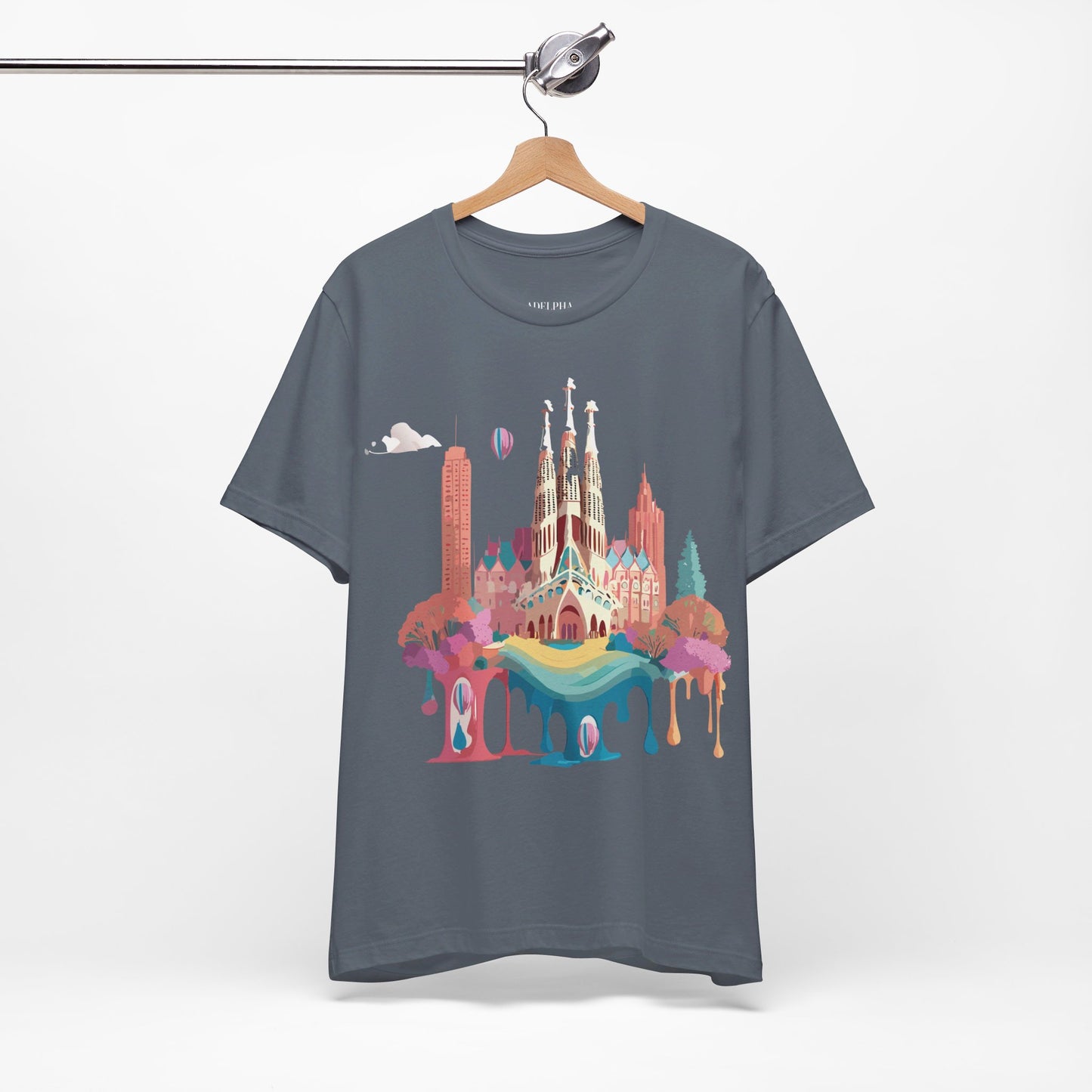 Natural Cotton Tee Shirt - Beautiful Places Collection - Barcelona Printify