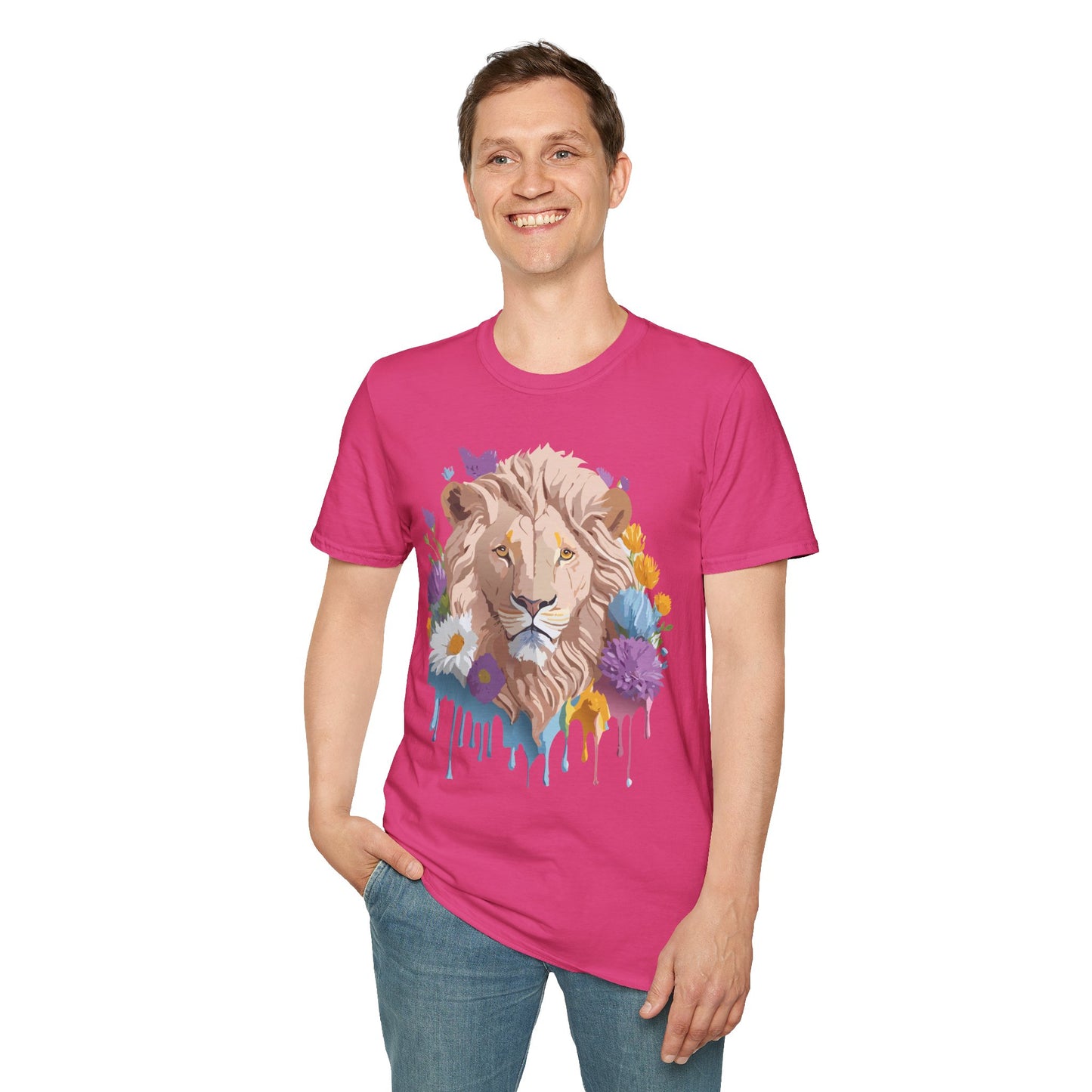 Lion Shirt, Shirt with Lion, Floral Lion Tee, Shirt with Animals