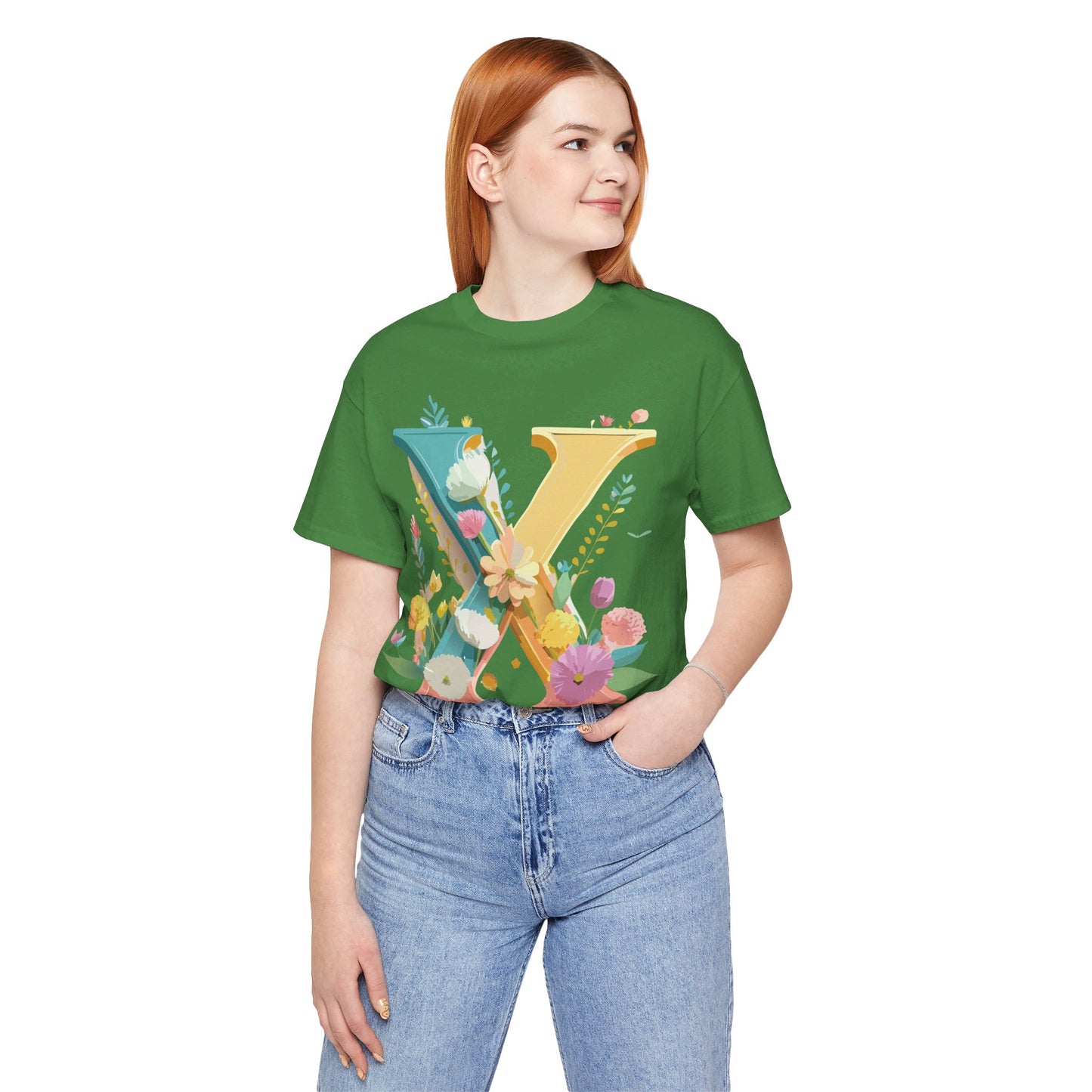 Natural Cotton Tee Shirt - Letters Collection - X Printify