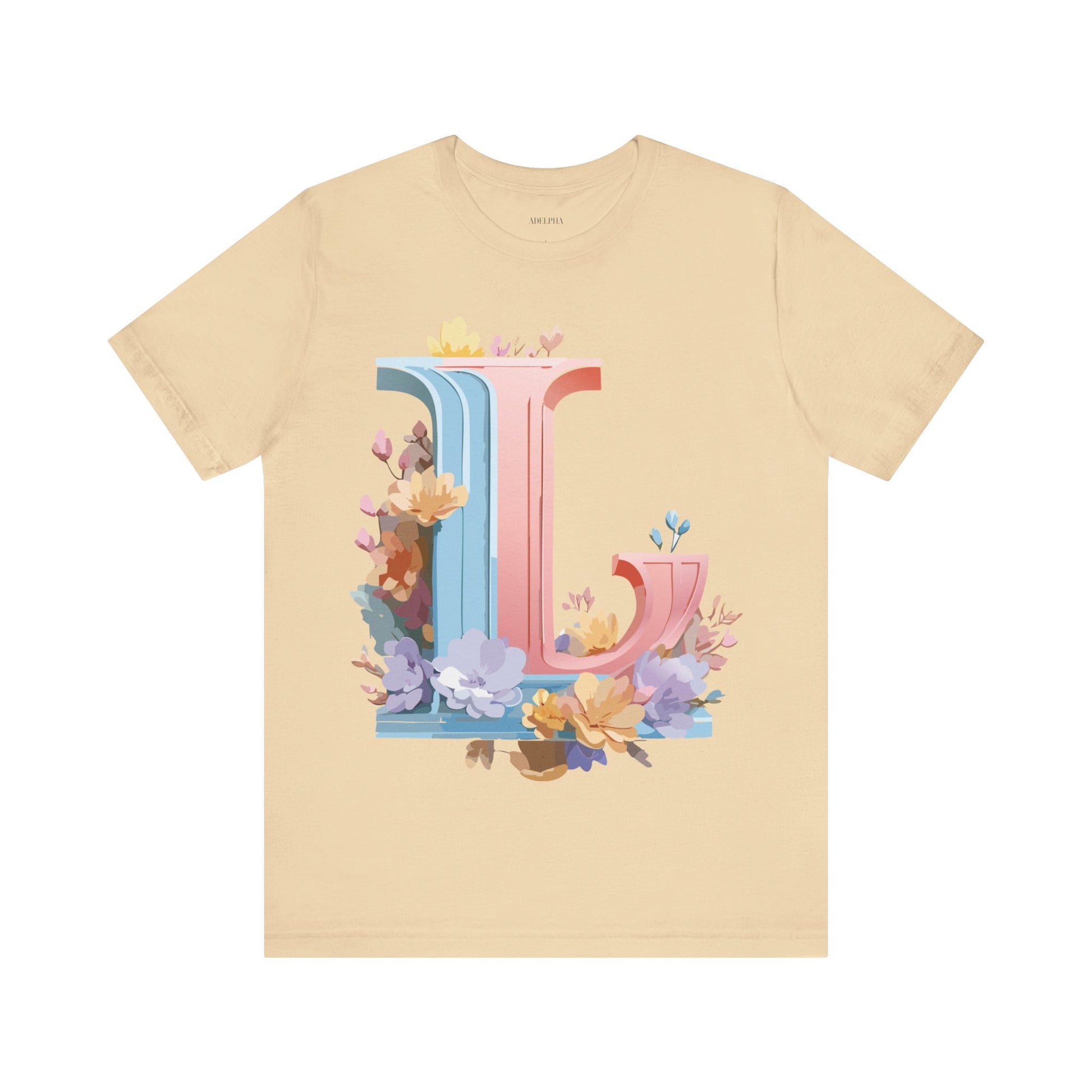 Natural Cotton Tee Shirt - Letters Collection - L Printify
