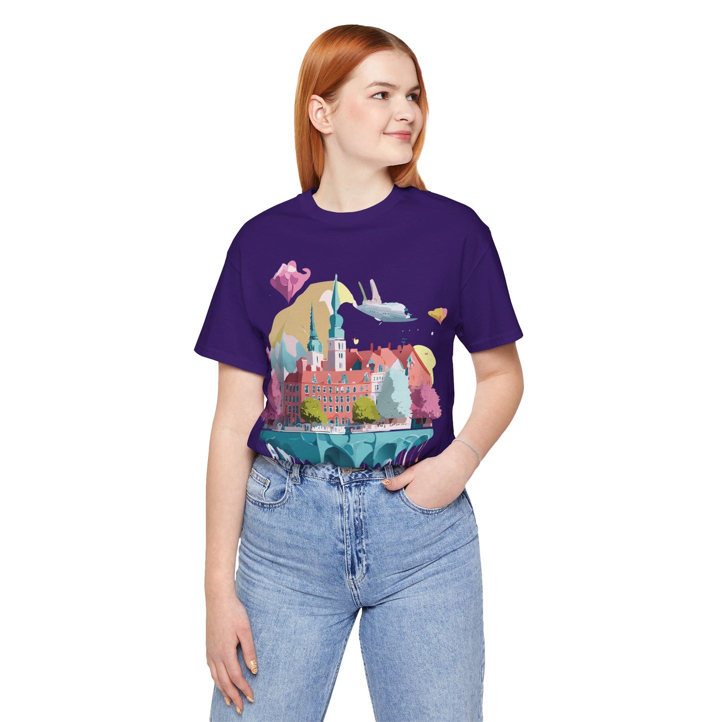 Natural Cotton Tee Shirt - Beautiful Places Collection - Warnemünde and Rostock - Germany Printify