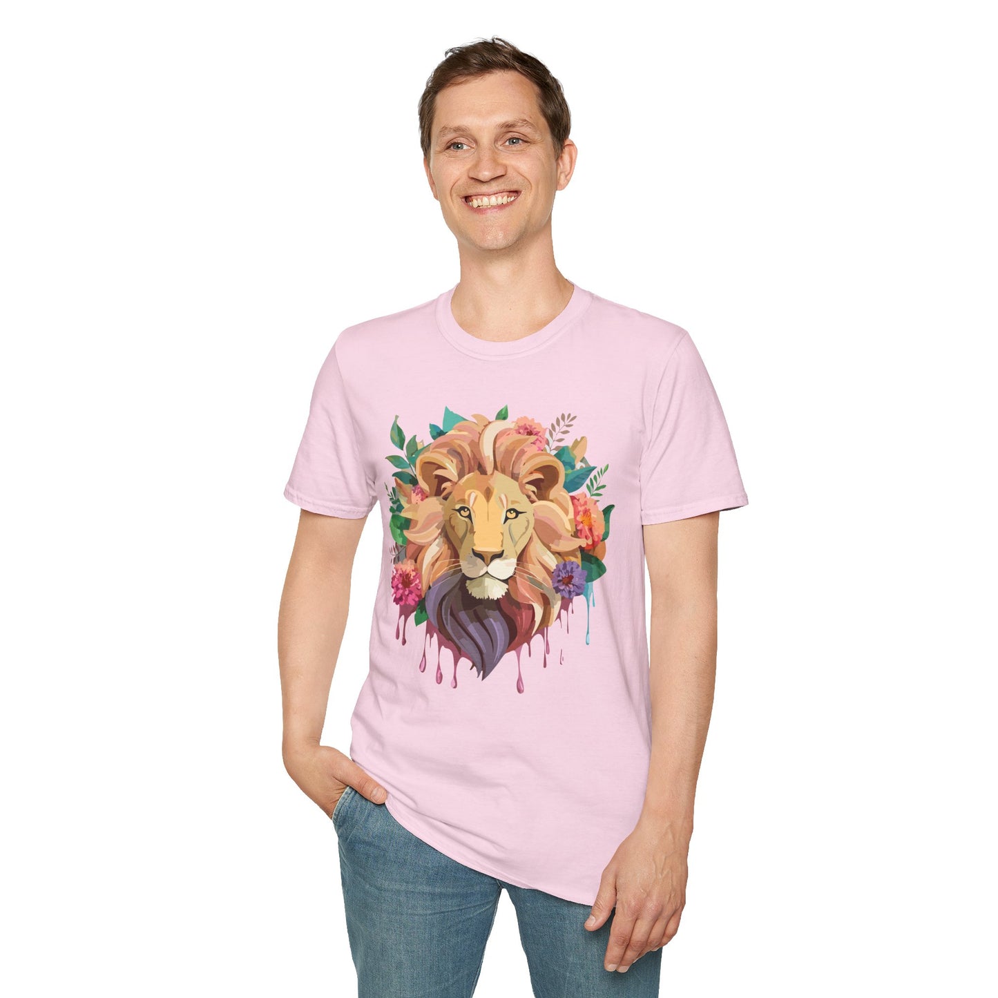 Lion Shirt, Shirt with Lion, Floral Lion Tee, Shirt with Animals