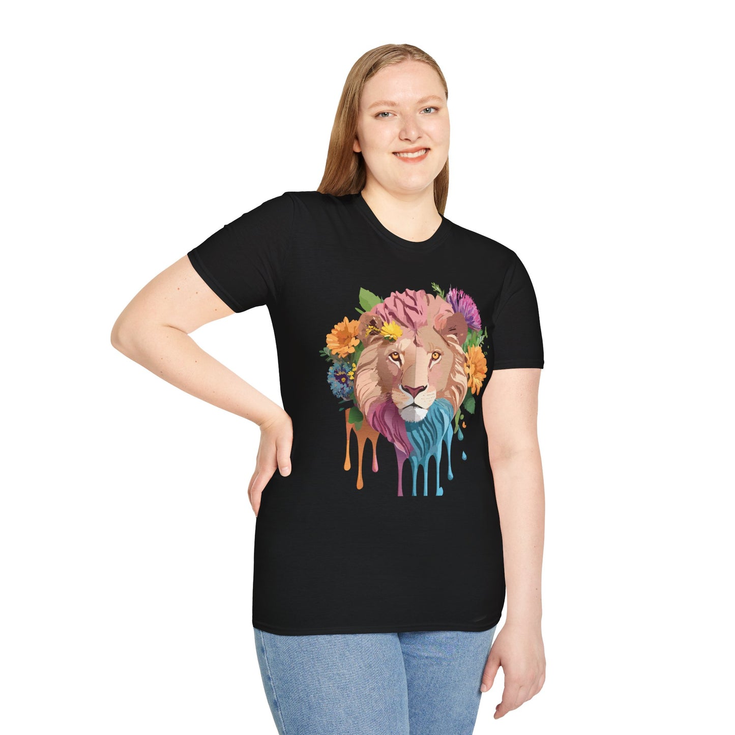 Lion Shirt, Shirt with Lion, Floral Lion Tee, Shirt with Animals
