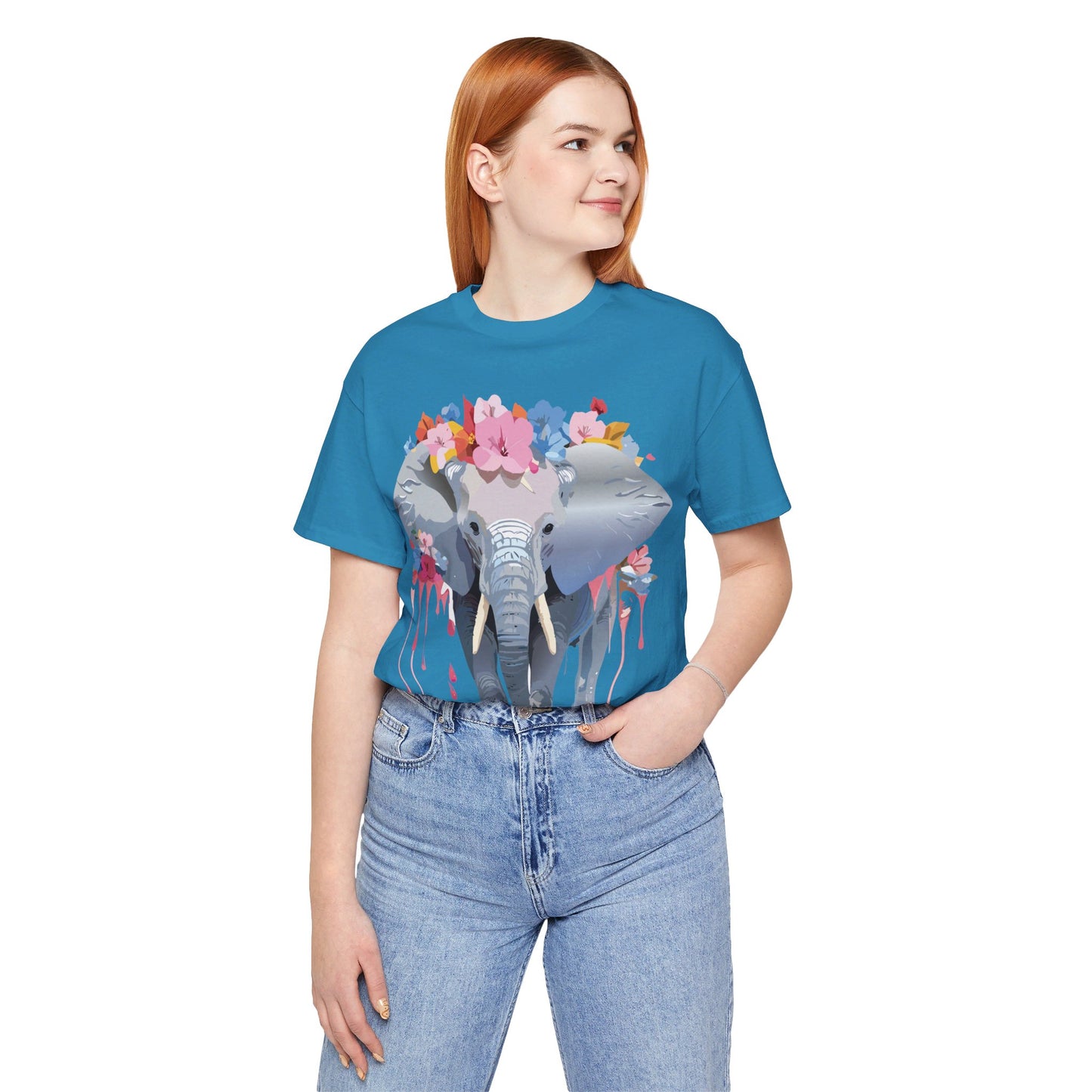 Natural Cotton Tee Shirt with Elephant Printify