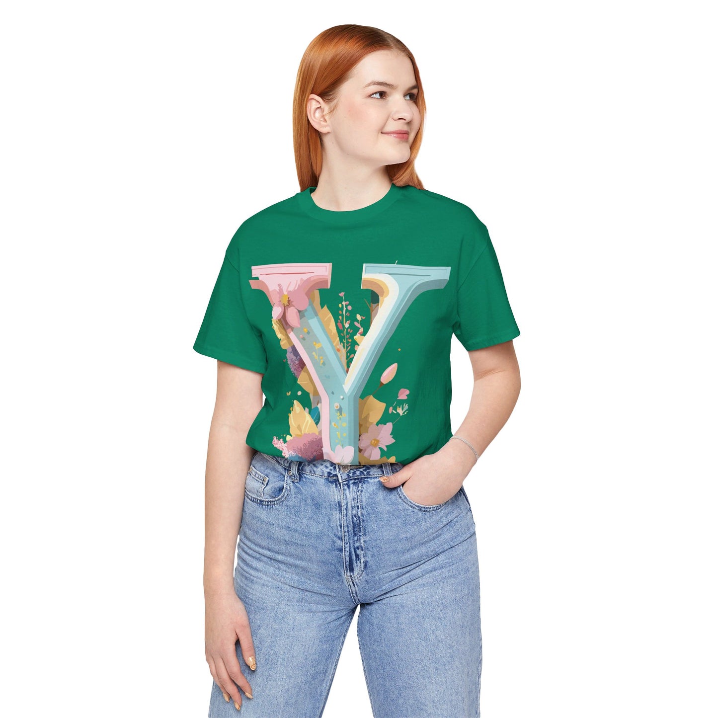 Natural Cotton Tee Shirt - Letters Collection - Y Printify