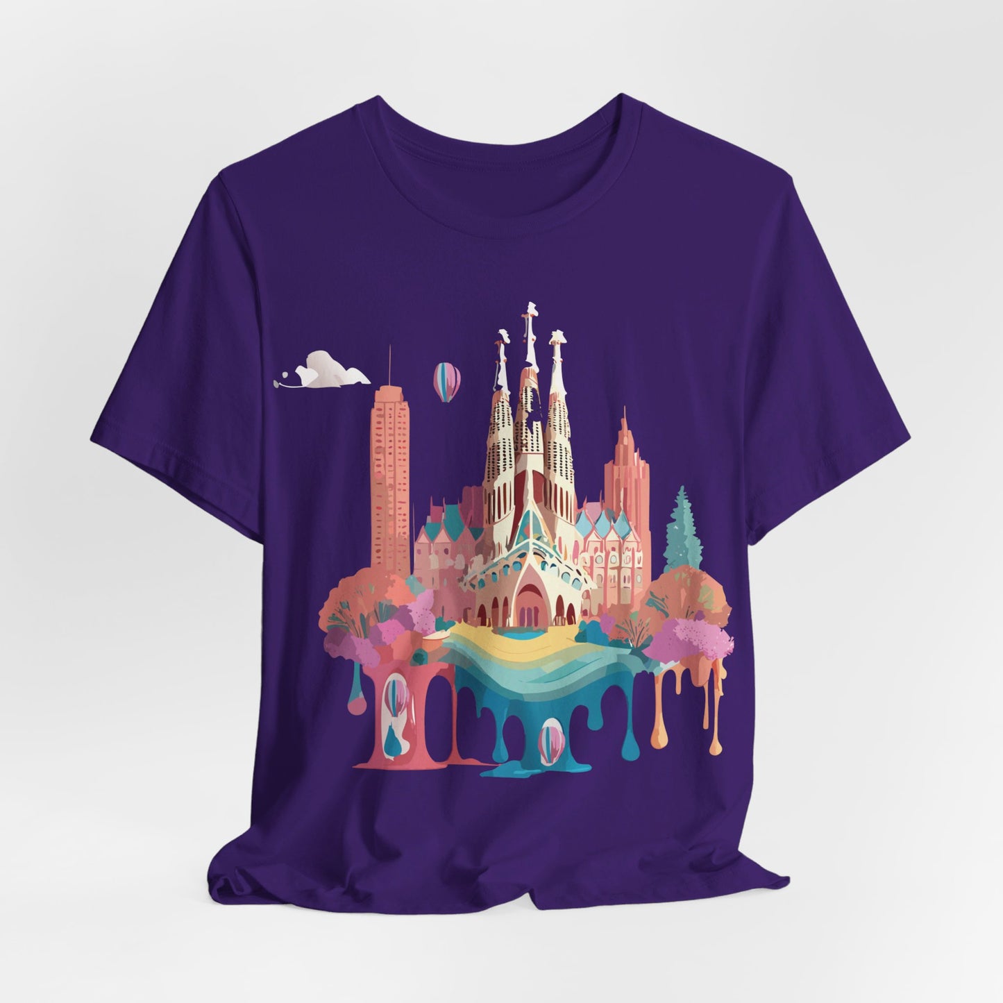 Natural Cotton Tee Shirt - Beautiful Places Collection - Barcelona Printify