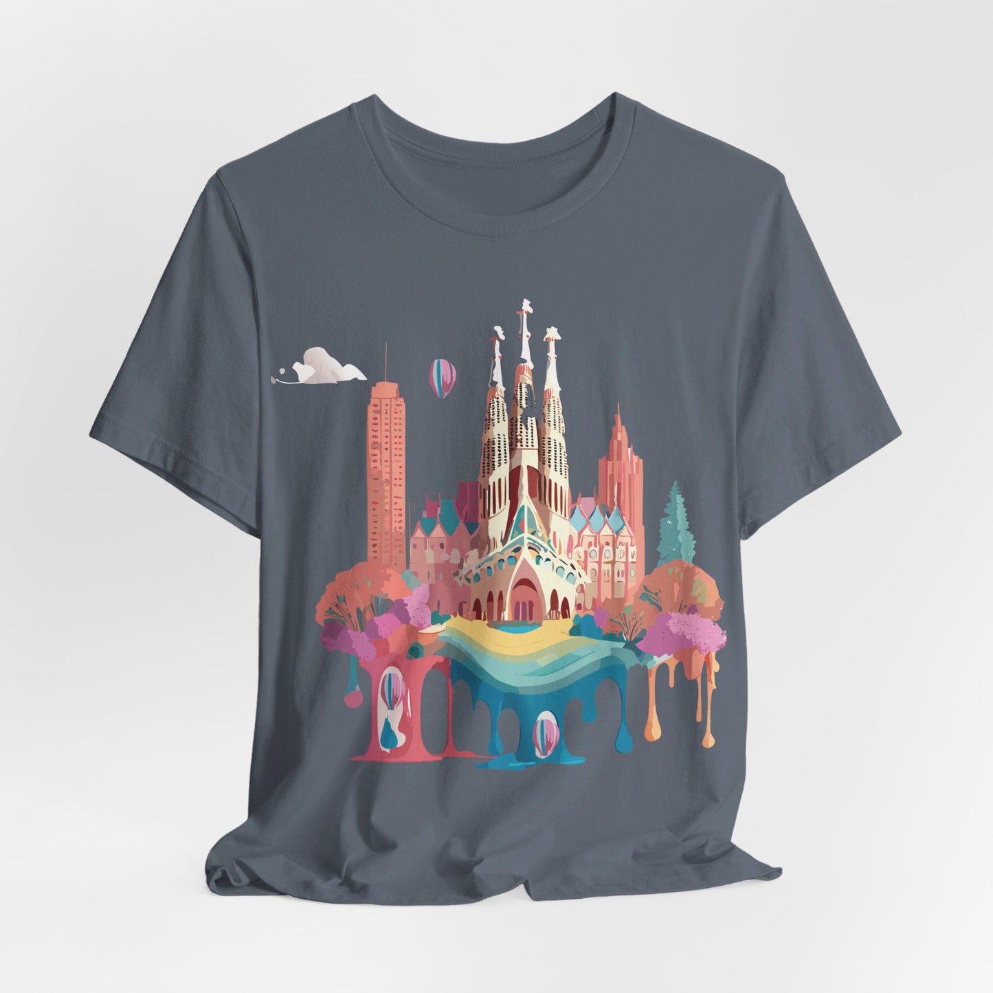 Natural Cotton Tee Shirt - Beautiful Places Collection - Barcelona Printify
