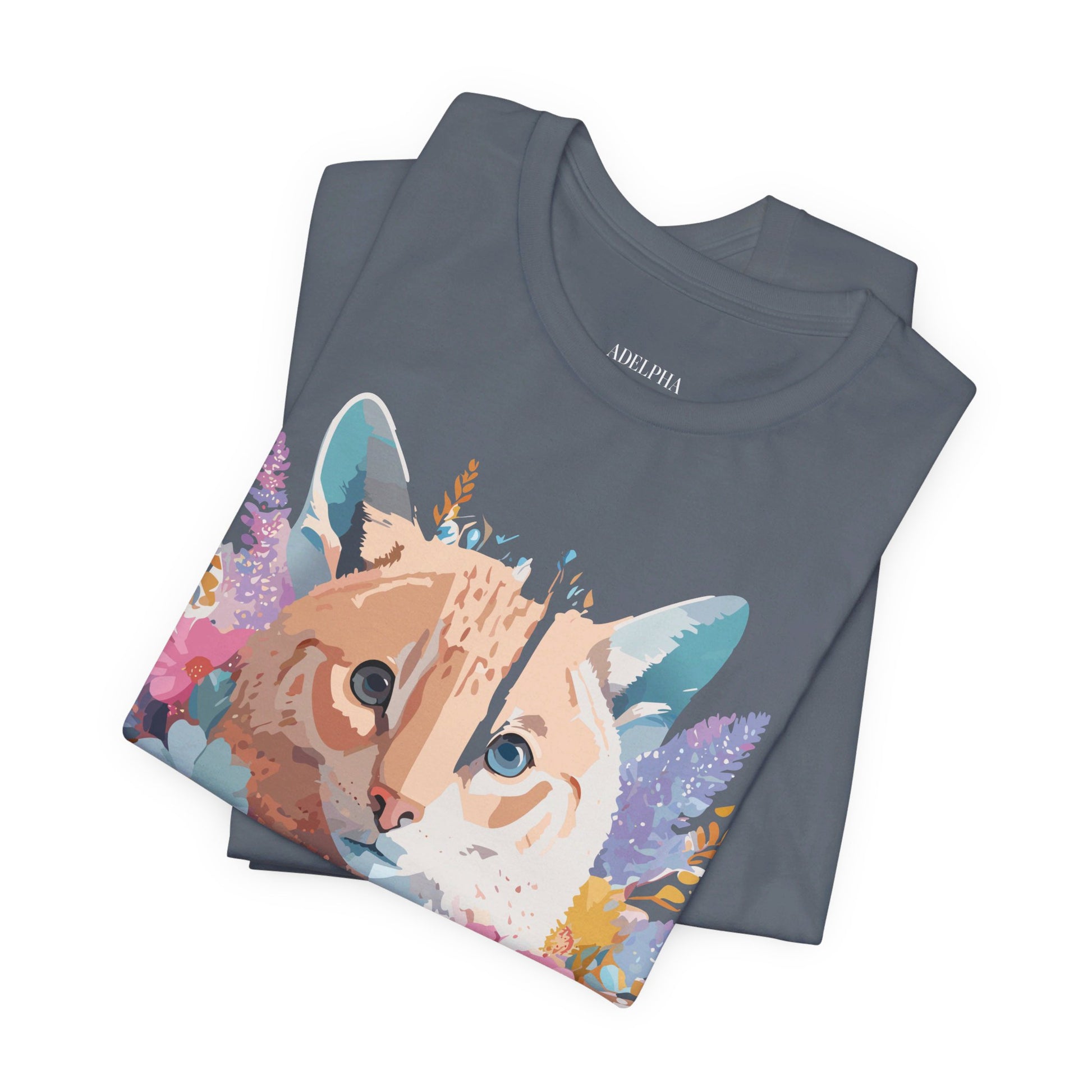 Natural Cotton Tee Shirt with Cat Printify