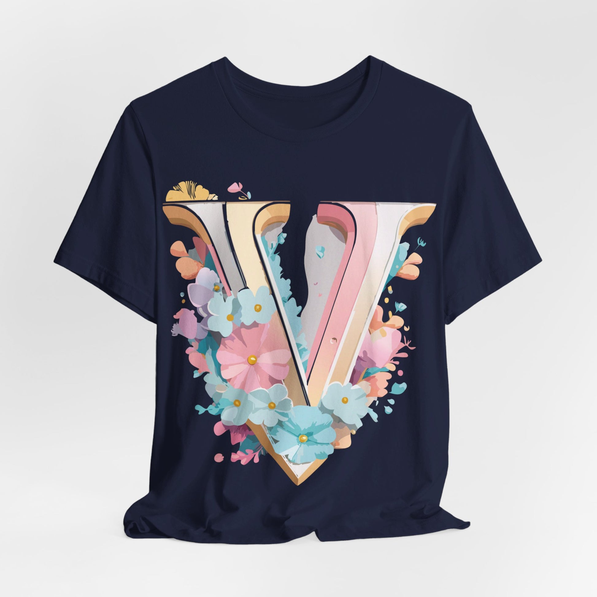 Natural Cotton Tee Shirt - Letters Collection - V Printify