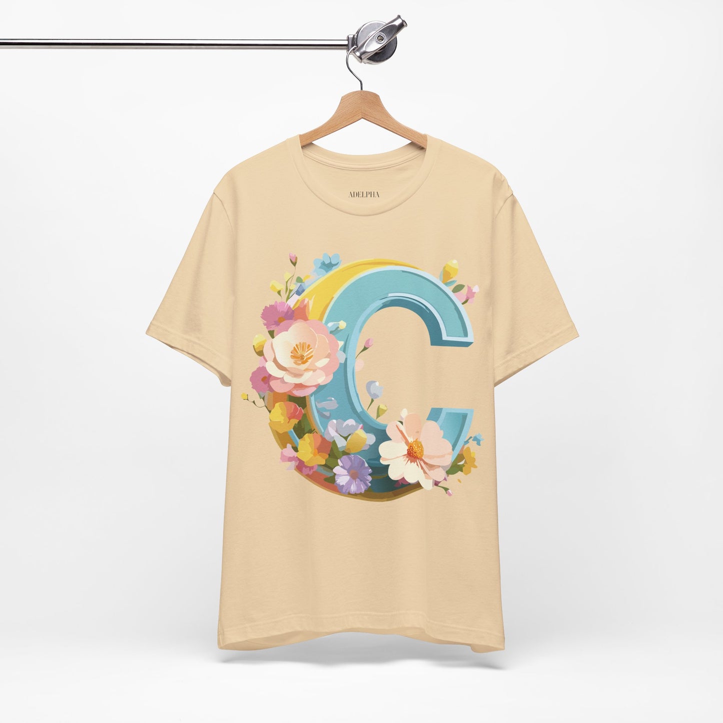 Natural Cotton Tee Shirt - Letters Collection - C Printify
