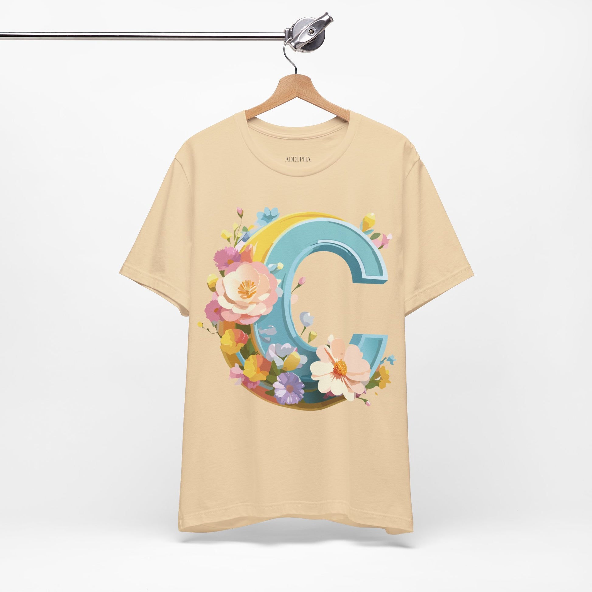 Natural Cotton Tee Shirt - Letters Collection - C Printify