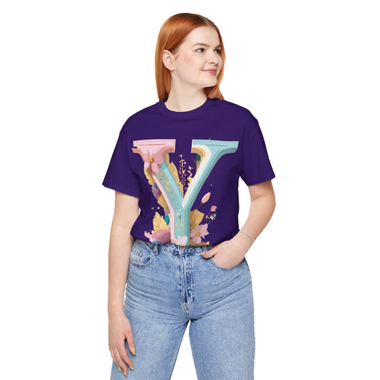 Natural Cotton Tee Shirt - Letters Collection - Y Printify