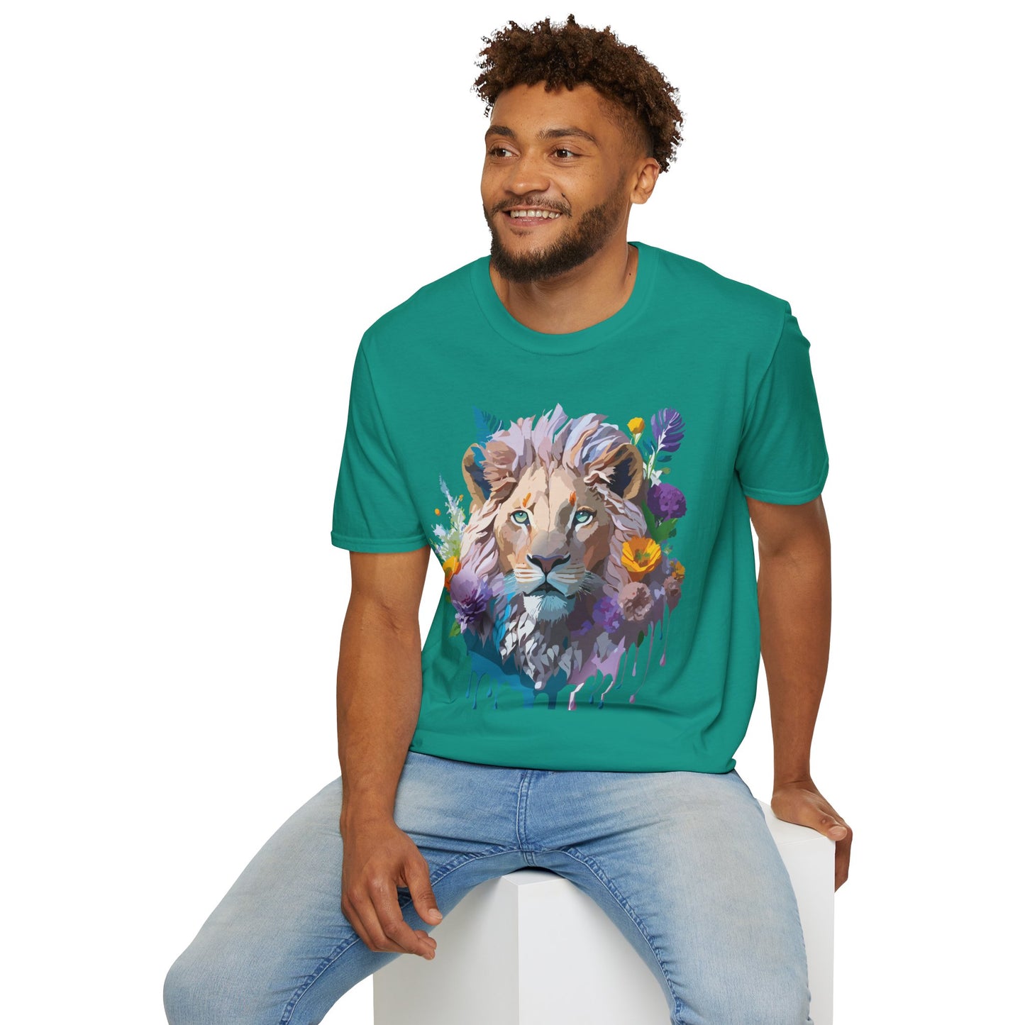 Lion Shirt, Shirt with Lion, Floral Lion Tee, Shirt with Animals