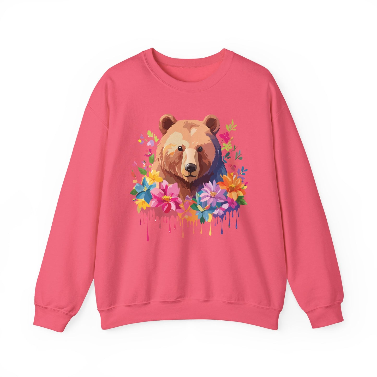 Unisex Floral Bear Sweatshirt, Animals Sweatshirt, Floral Sweatshirt, Art Design Sweatshirt