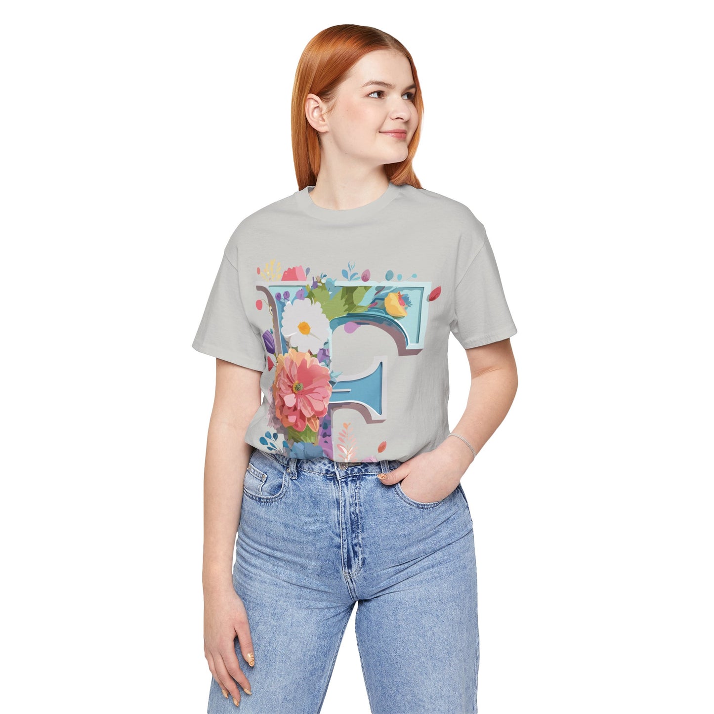 Natural Cotton Tee Shirt - Letters Collection - F Printify