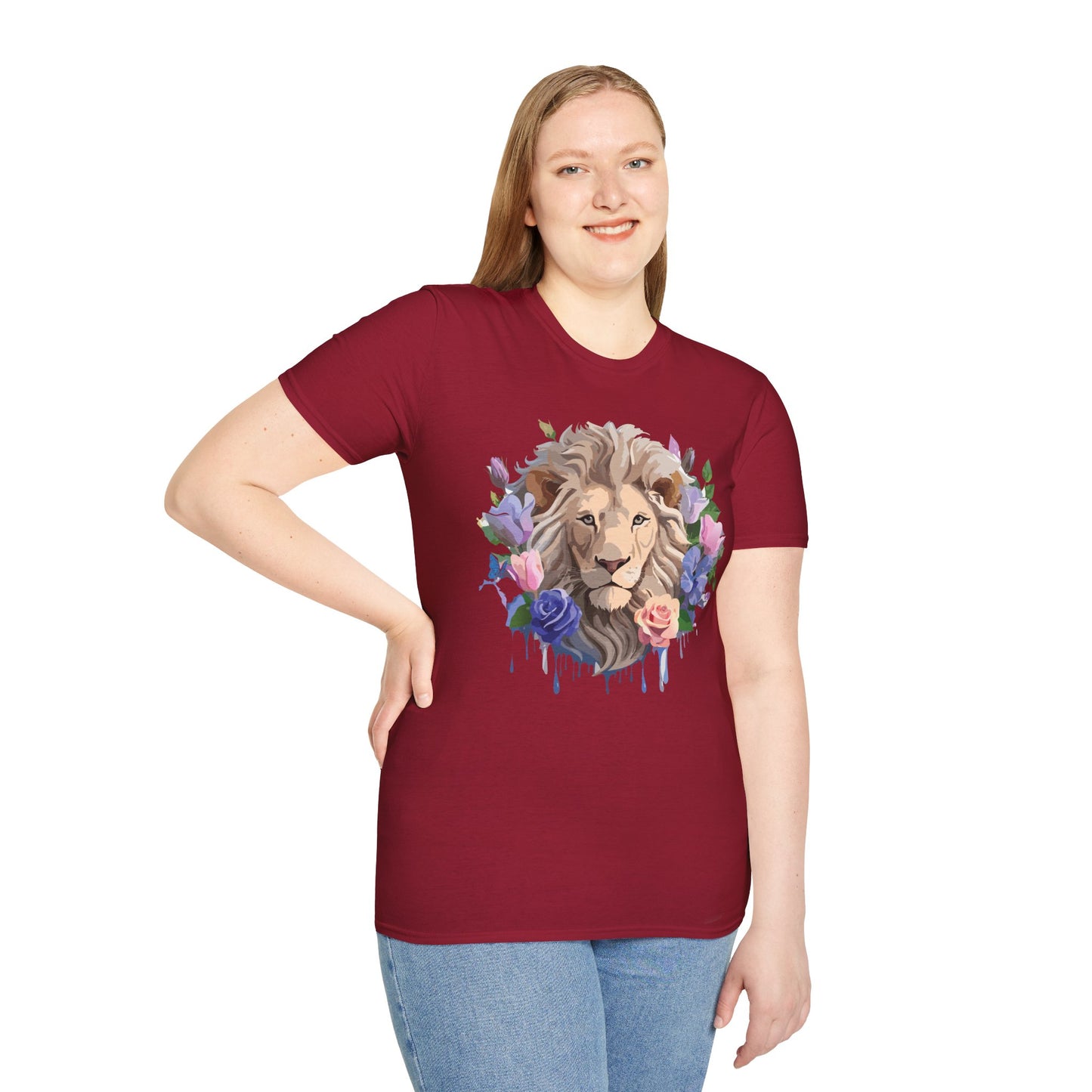Lion Shirt, Shirt with Lion, Floral Lion Tee, Shirt with Animals