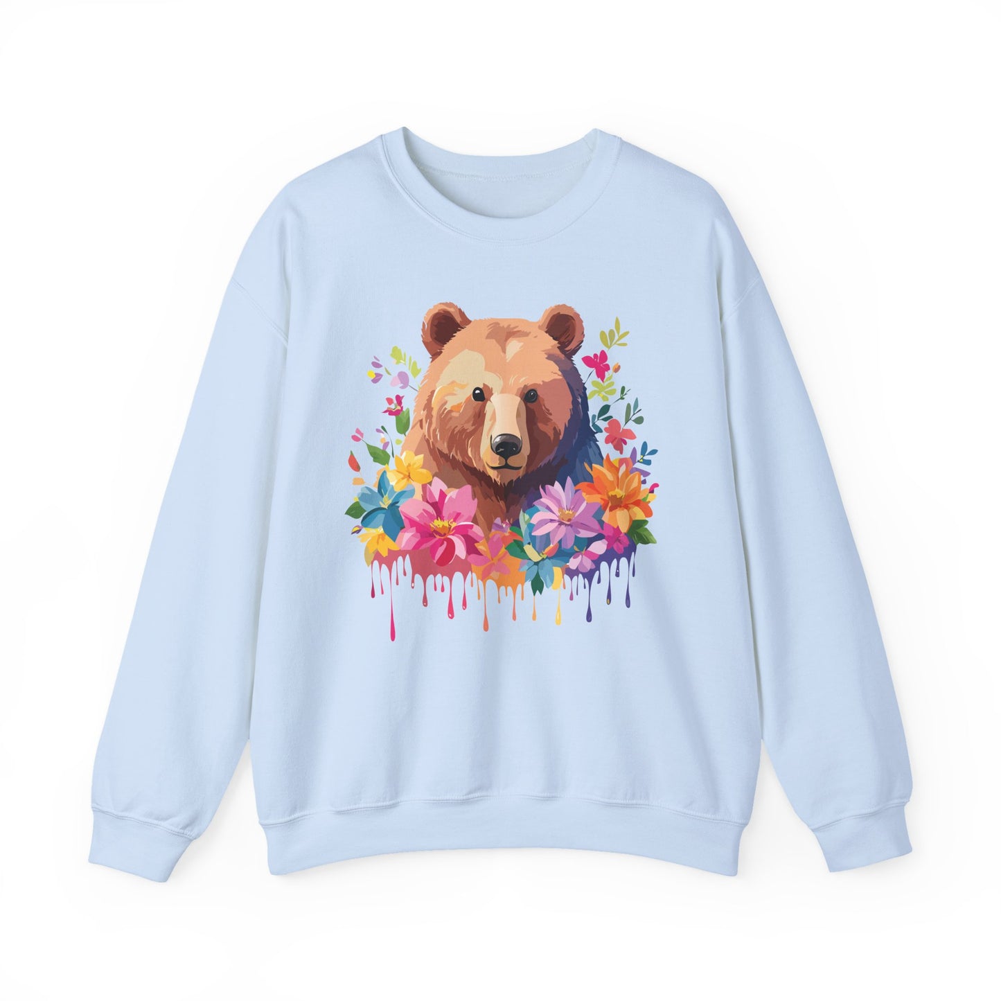 Unisex Floral Bear Sweatshirt, Animals Sweatshirt, Floral Sweatshirt, Art Design Sweatshirt