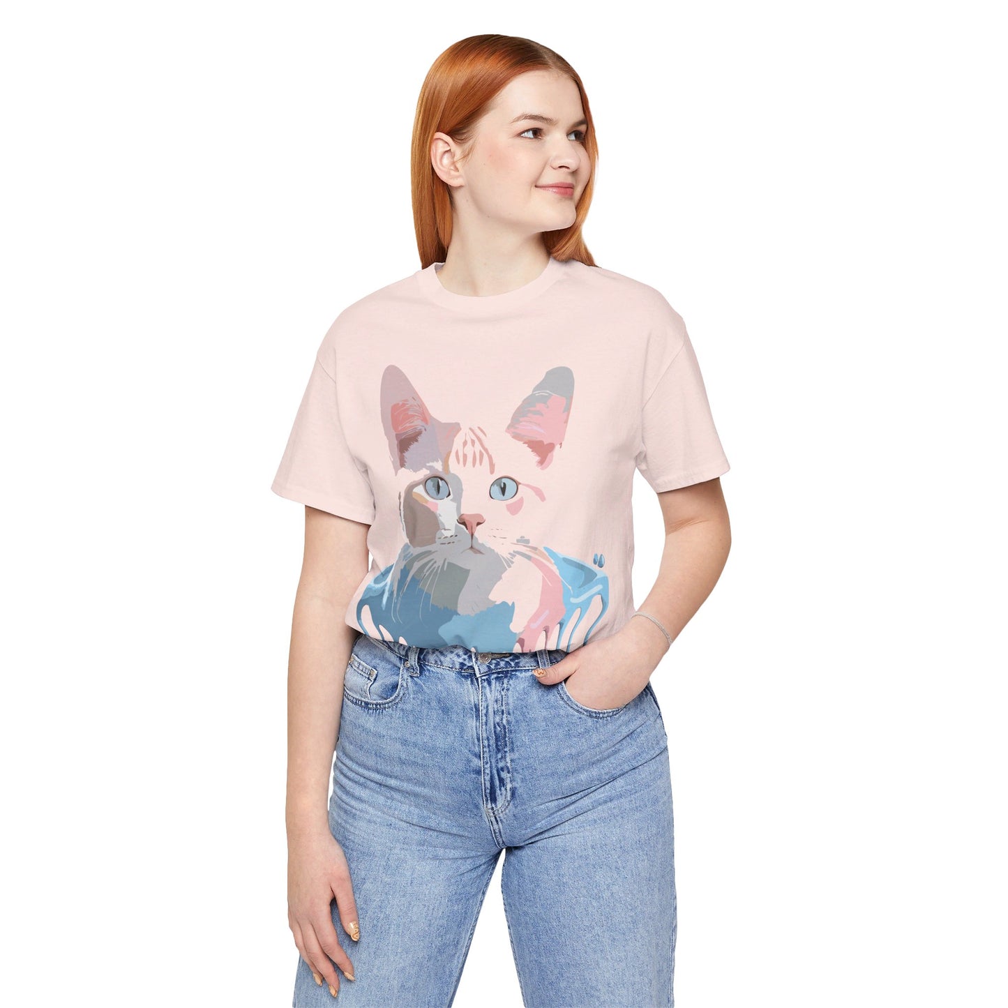 Natural Cotton Tee Shirt with Cat Printify