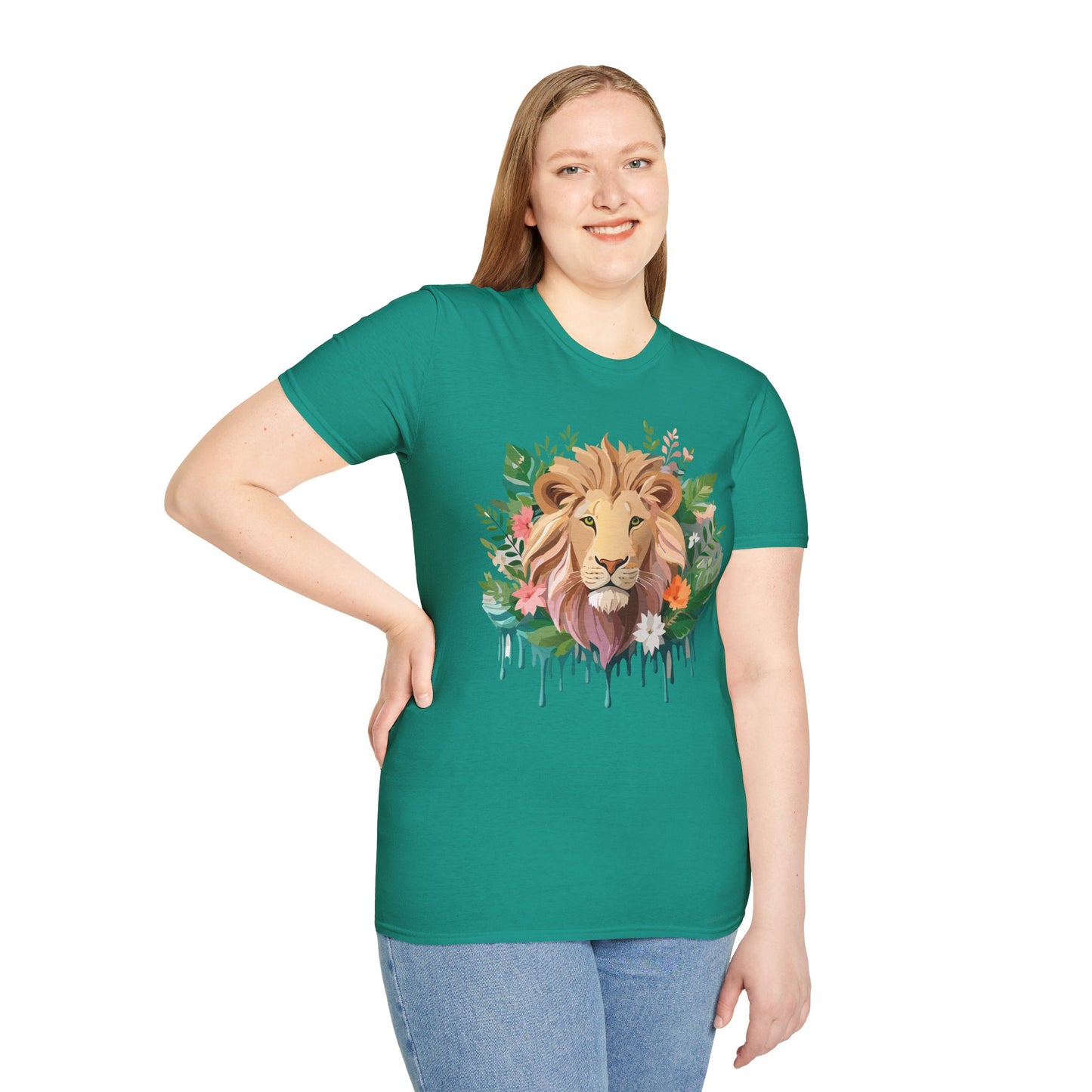 Lion Shirt, Shirt with Lion, Floral Lion Tee, Shirt with Animals