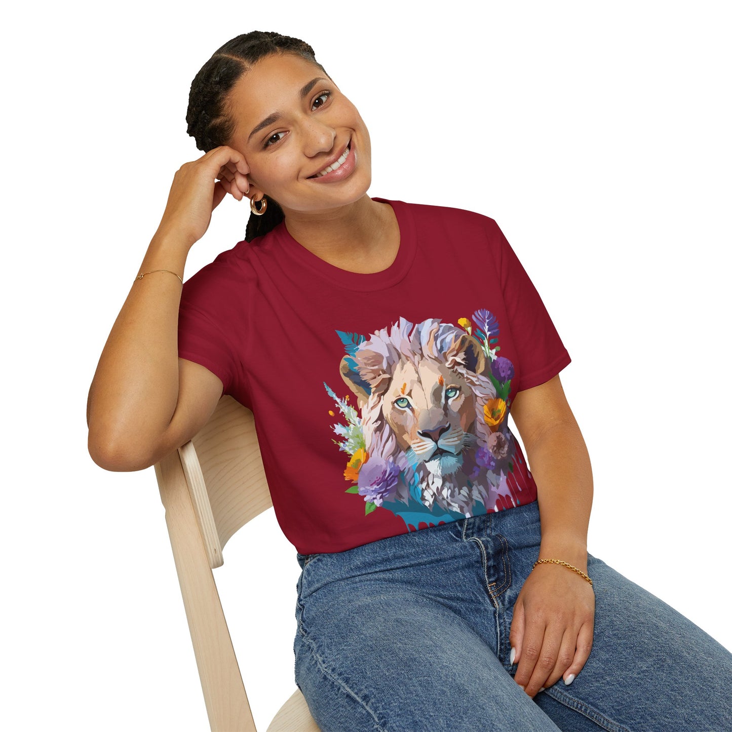 Lion Shirt, Shirt with Lion, Floral Lion Tee, Shirt with Animals