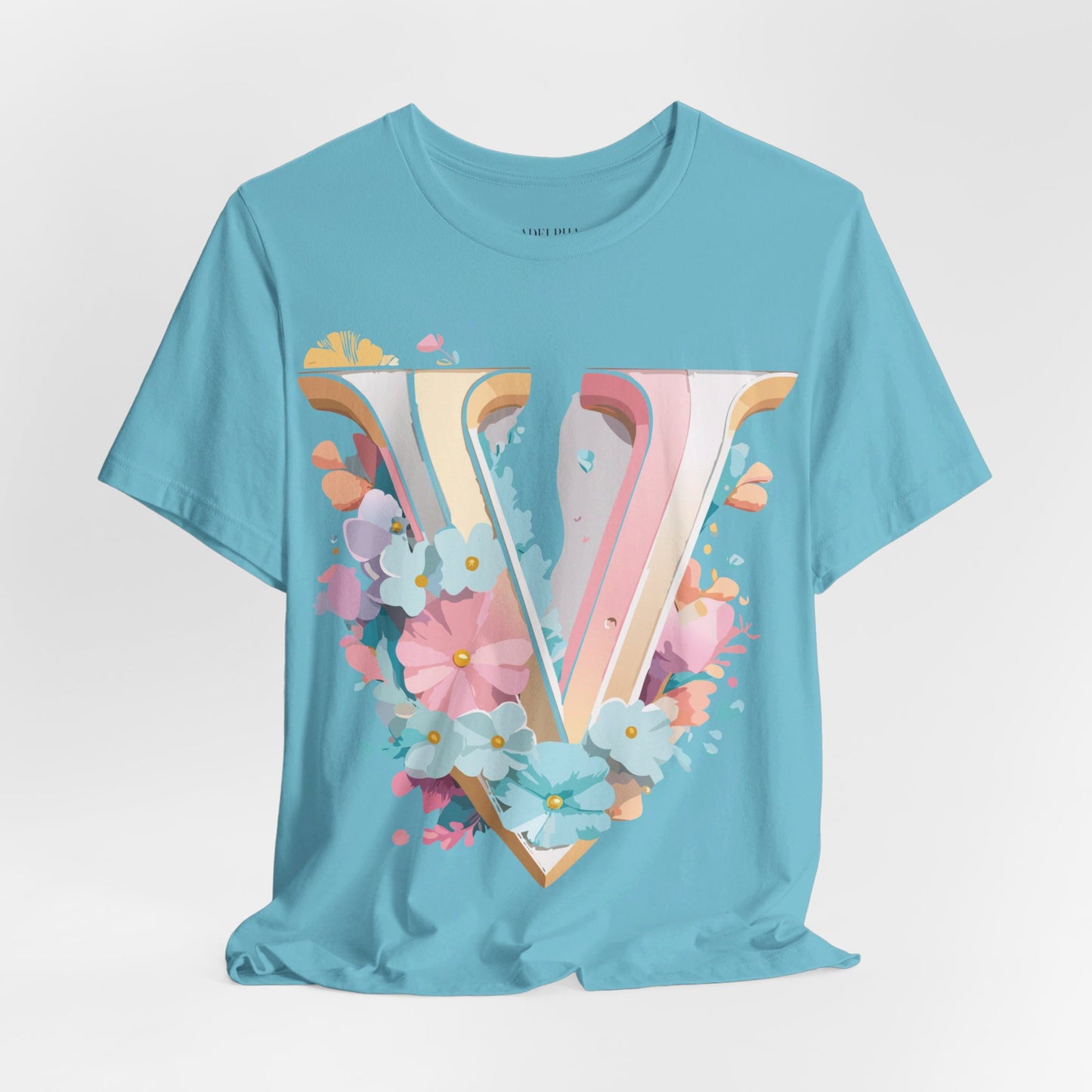Natural Cotton Tee Shirt - Letters Collection - V Printify