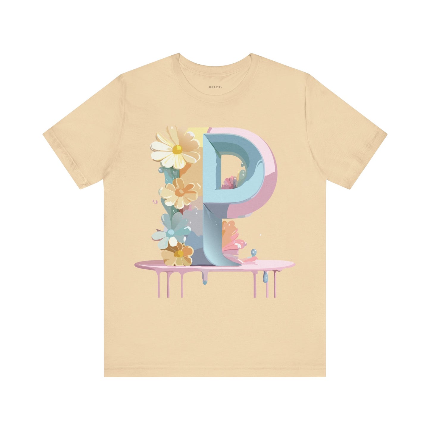 Natural Cotton Tee Shirt - Letters Collection - P Printify