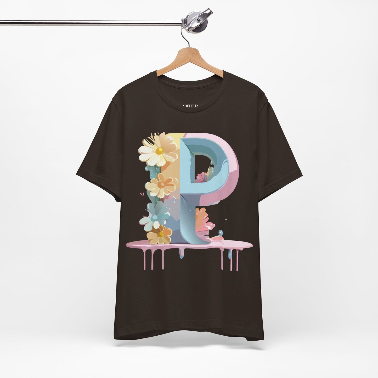 Natural Cotton Tee Shirt - Letters Collection - P Printify