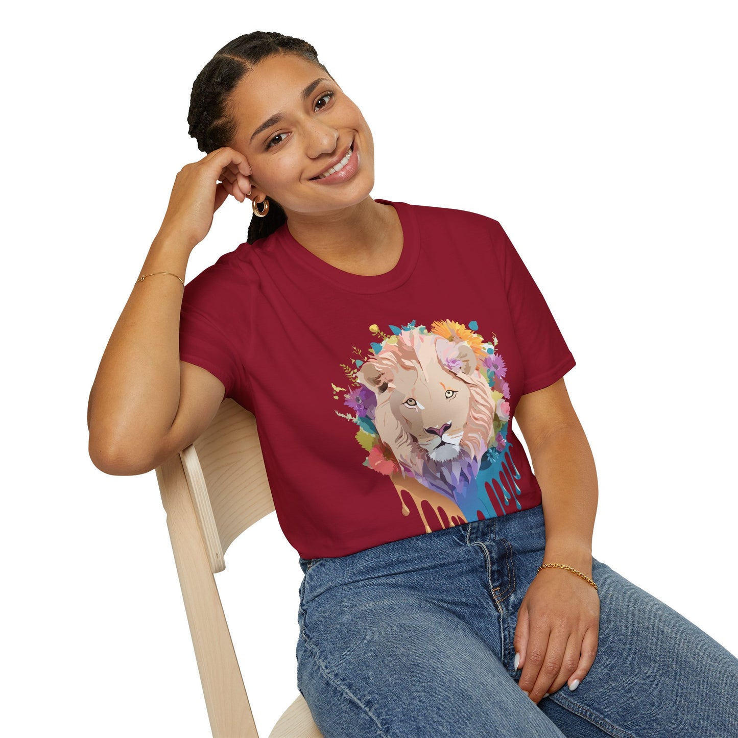Lion Shirt, Shirt with Lion, Floral Lion Tee, Shirt with Animals