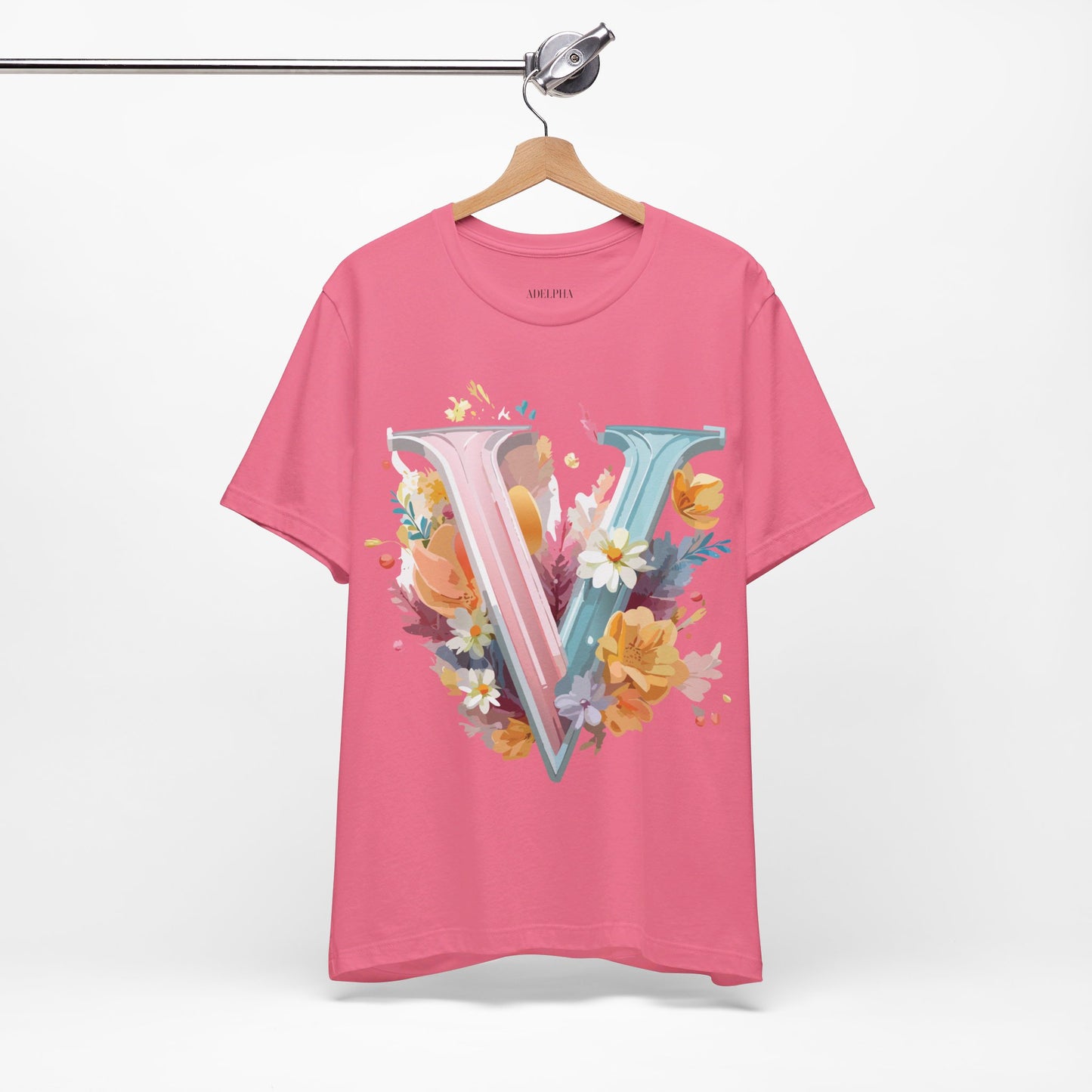 Natural Cotton Tee Shirt - Letters Collection - V Printify