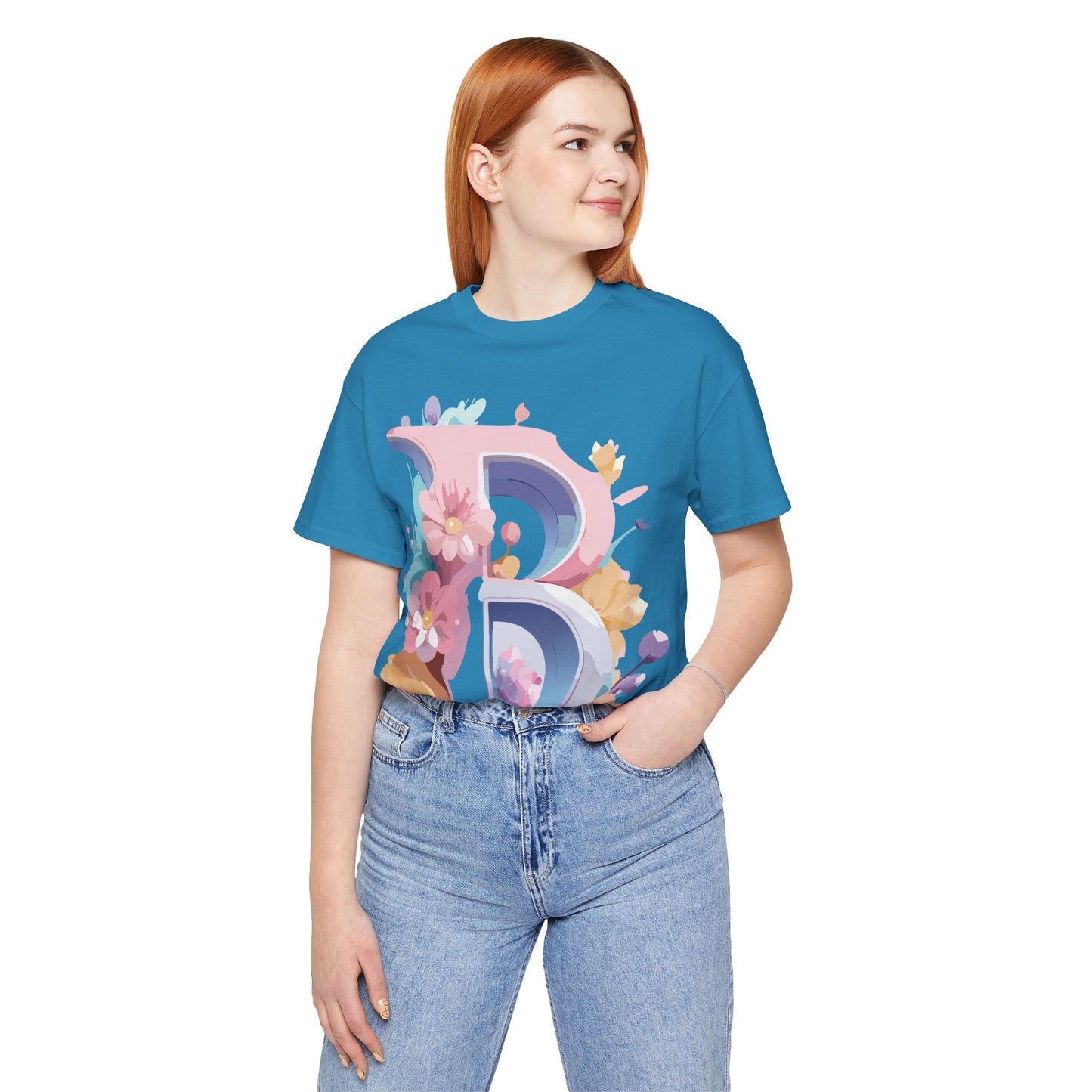 Natural Cotton Tee Shirt - Letters Collection - B Printify