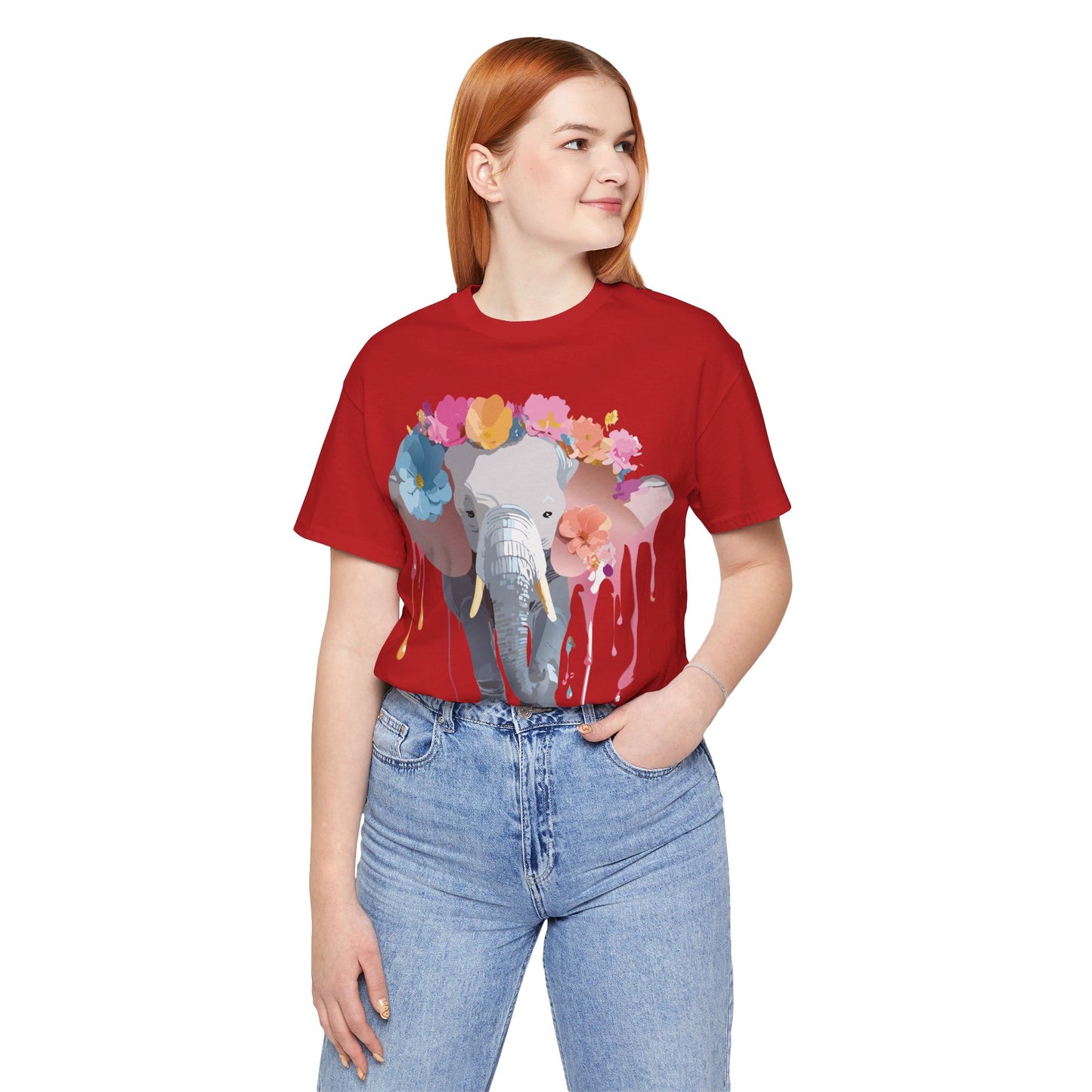 Natural Cotton Tee Shirt with Elephant Printify
