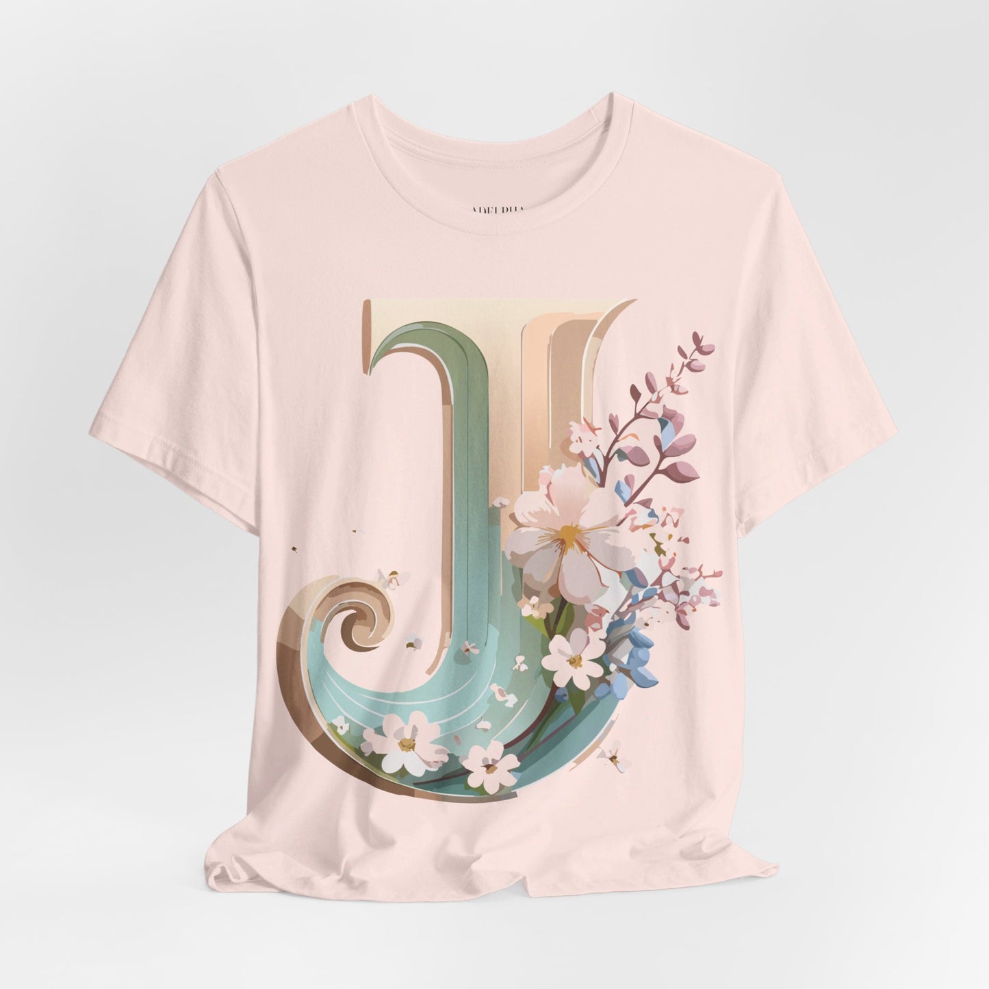 Natural Cotton Tee Shirt - Letters Collection - J Printify
