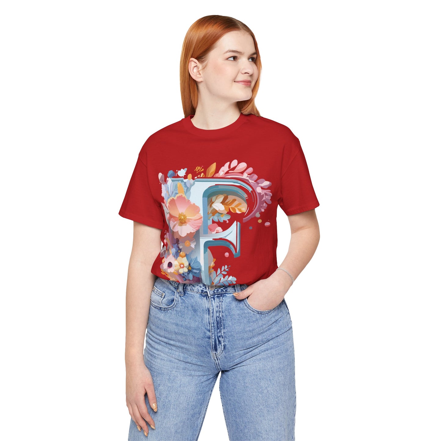 Natural Cotton Tee Shirt - Letters Collection - F Printify