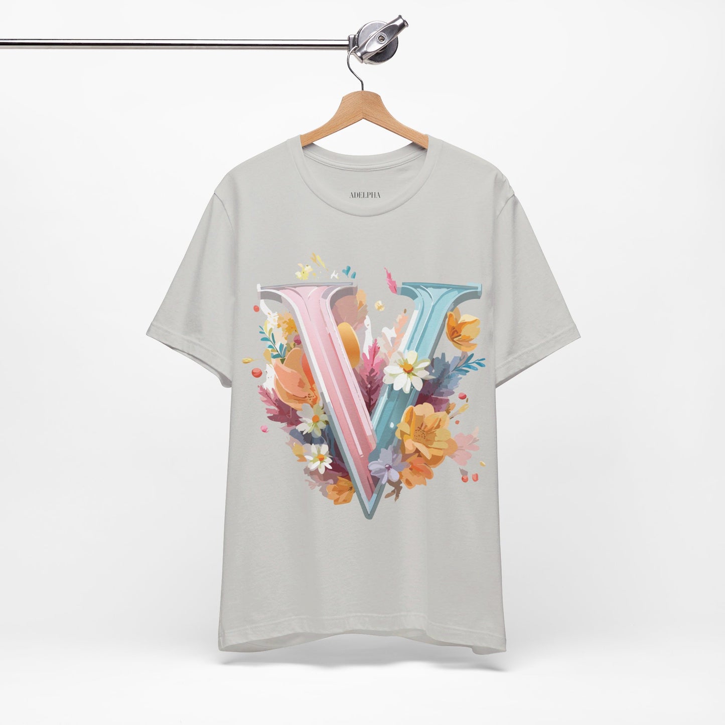 Natural Cotton Tee Shirt - Letters Collection - V Printify
