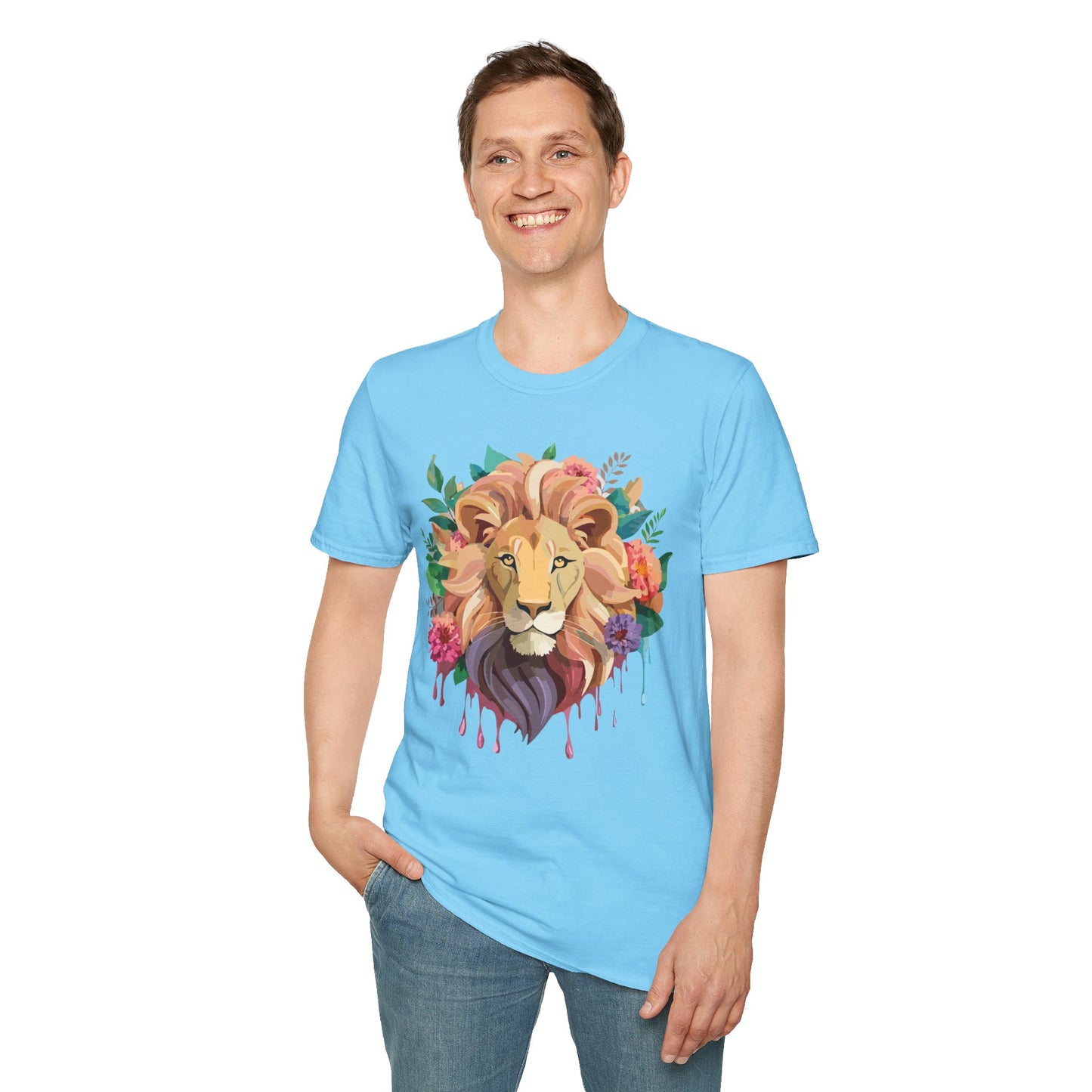 Lion Shirt, Shirt with Lion, Floral Lion Tee, Shirt with Animals