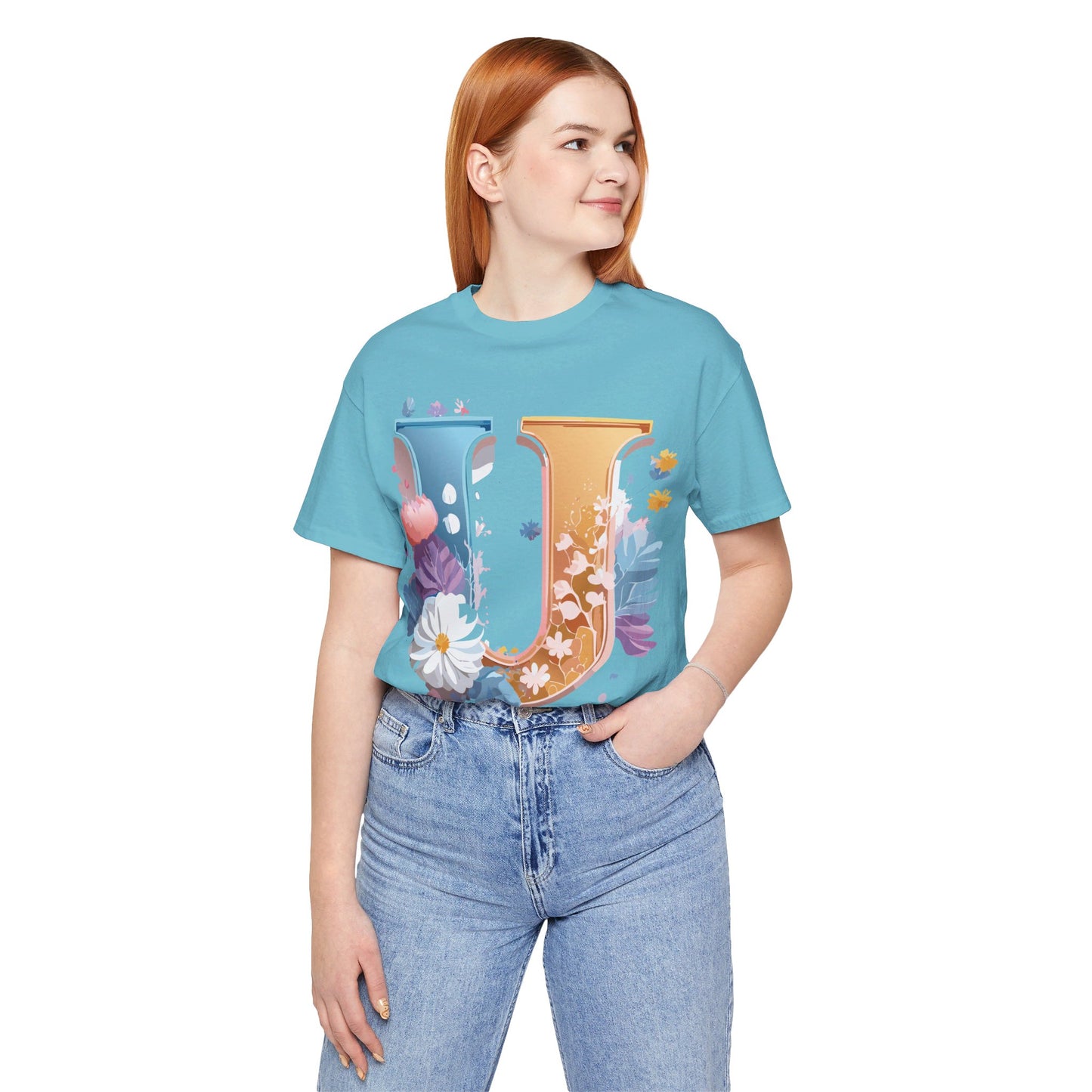 Natural Cotton Tee Shirt - Letters Collection - U Printify