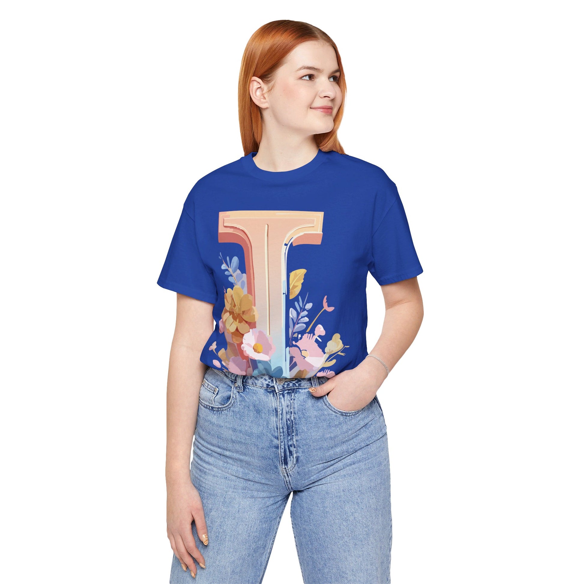 Natural Cotton Tee Shirt - Letters Collection - I Printify