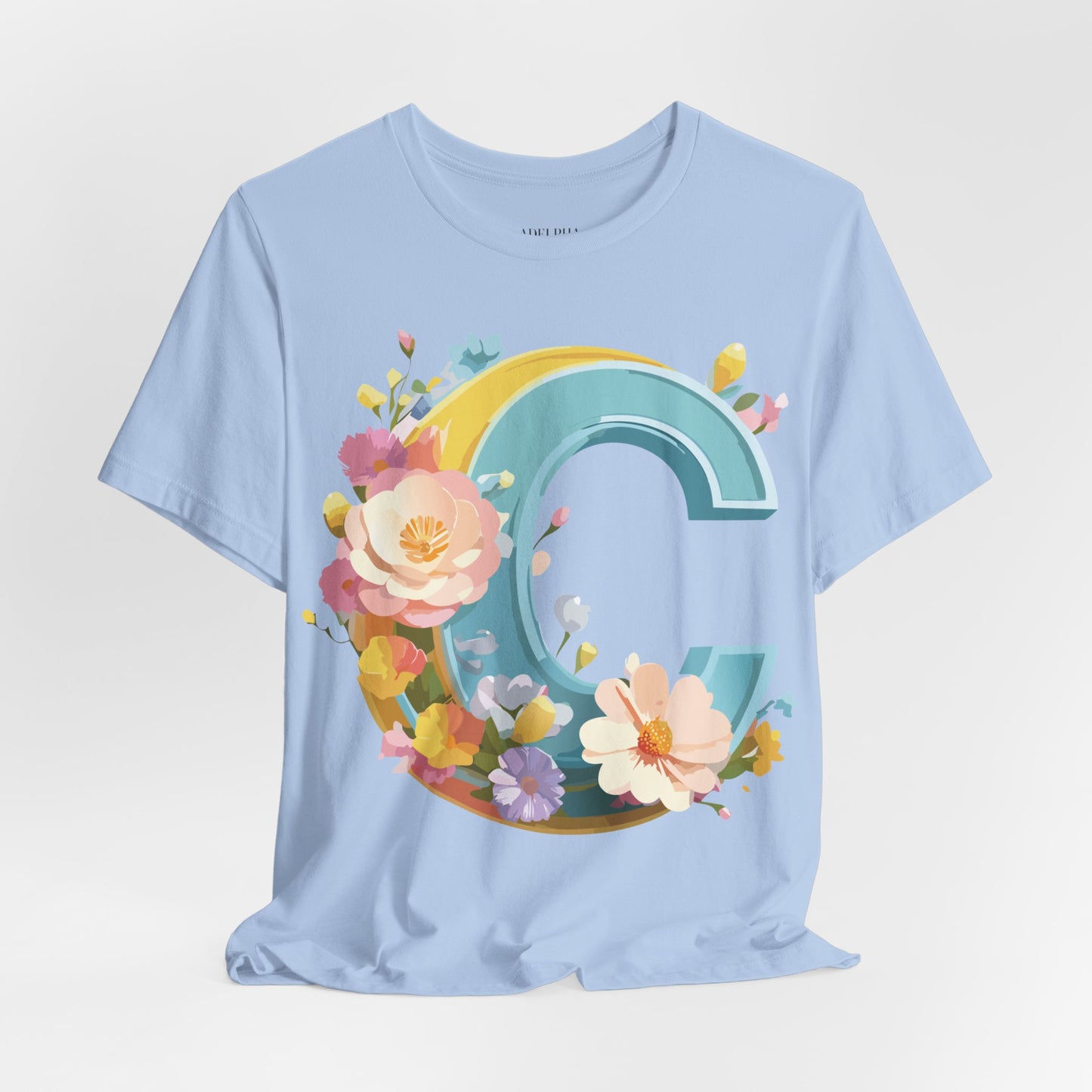 Natural Cotton Tee Shirt - Letters Collection - C Printify
