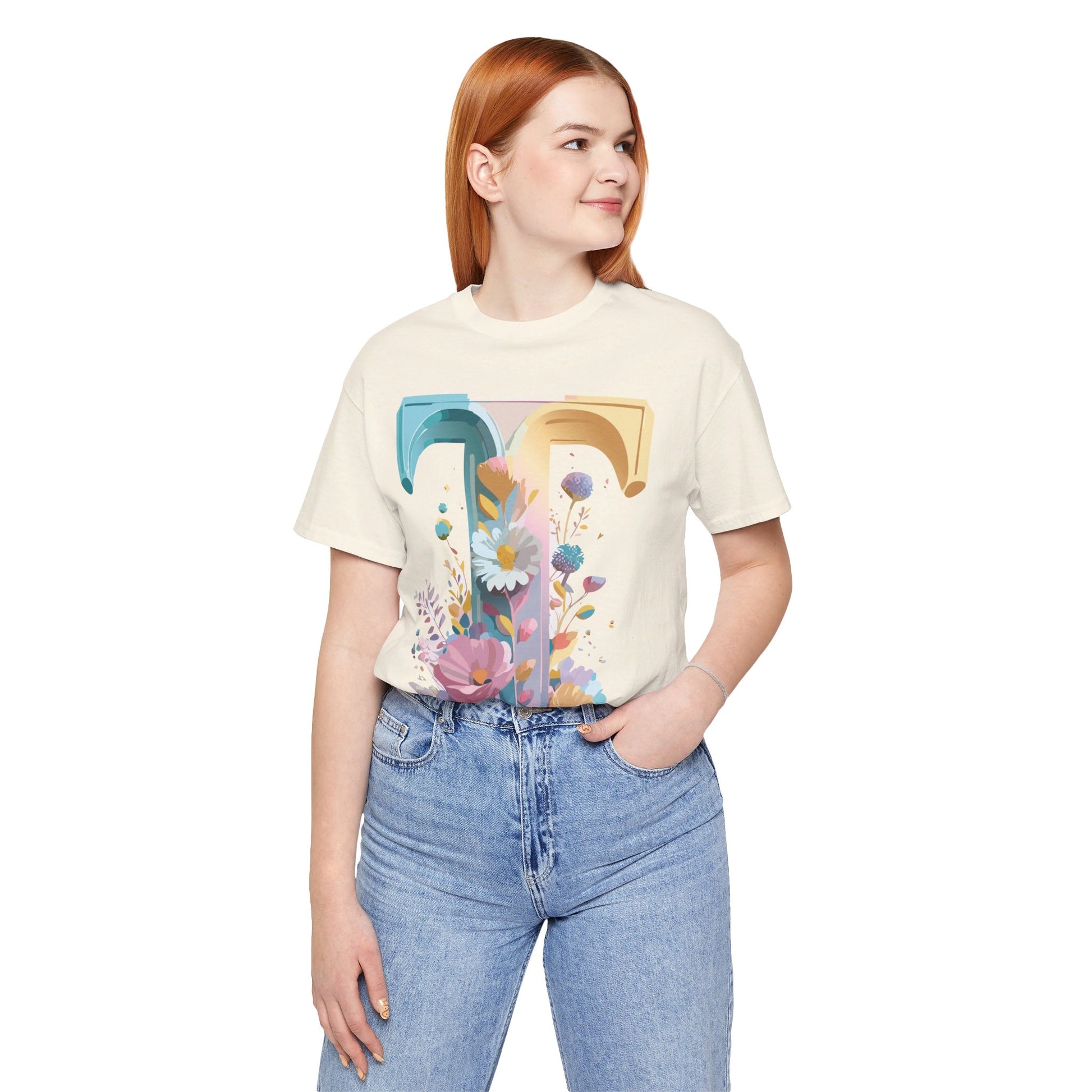 Natural Cotton Tee Shirt - Letters Collection - T Printify
