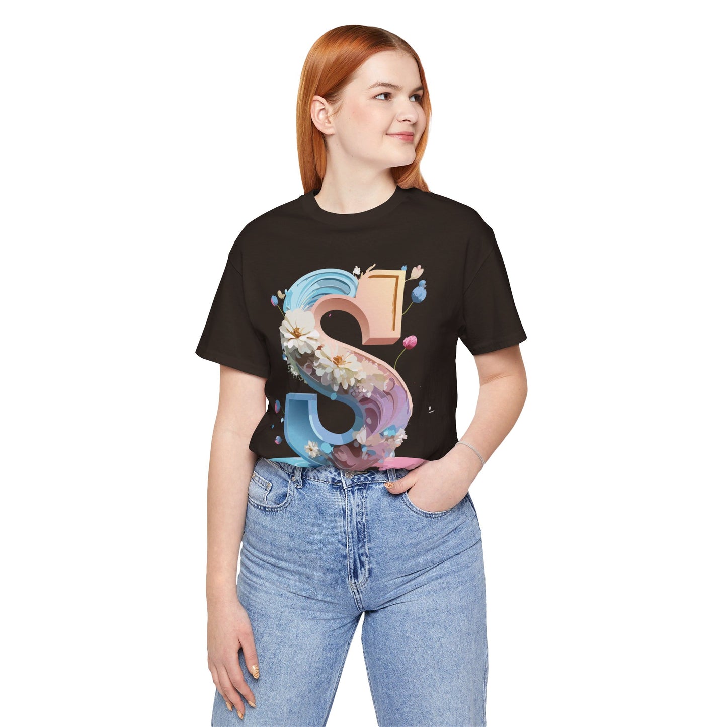 Natural Cotton Tee Shirt - Letters Collection - S Printify