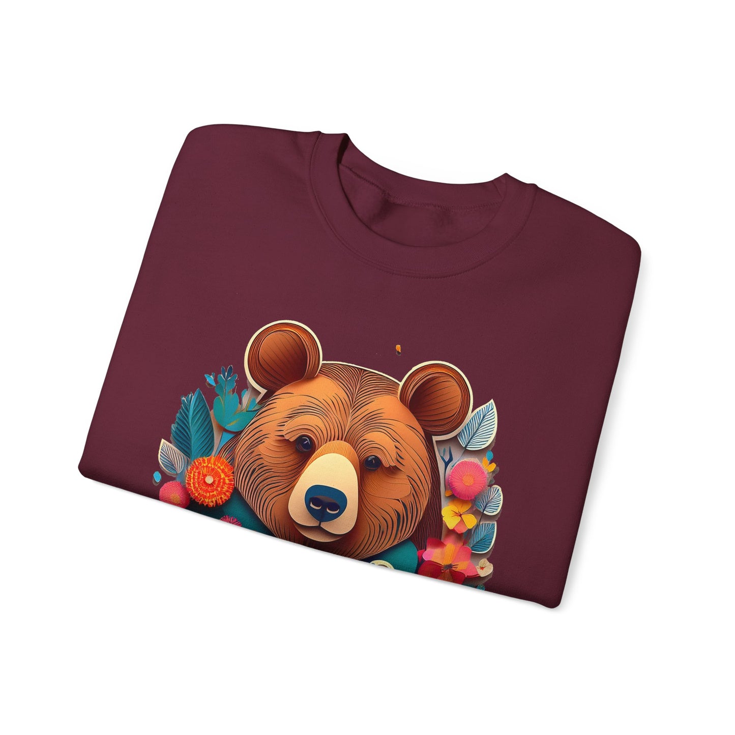Unisex Floral Bear Sweatshirt, Animals Sweatshirt, Floral Sweatshirt, Art Design Sweatshirt