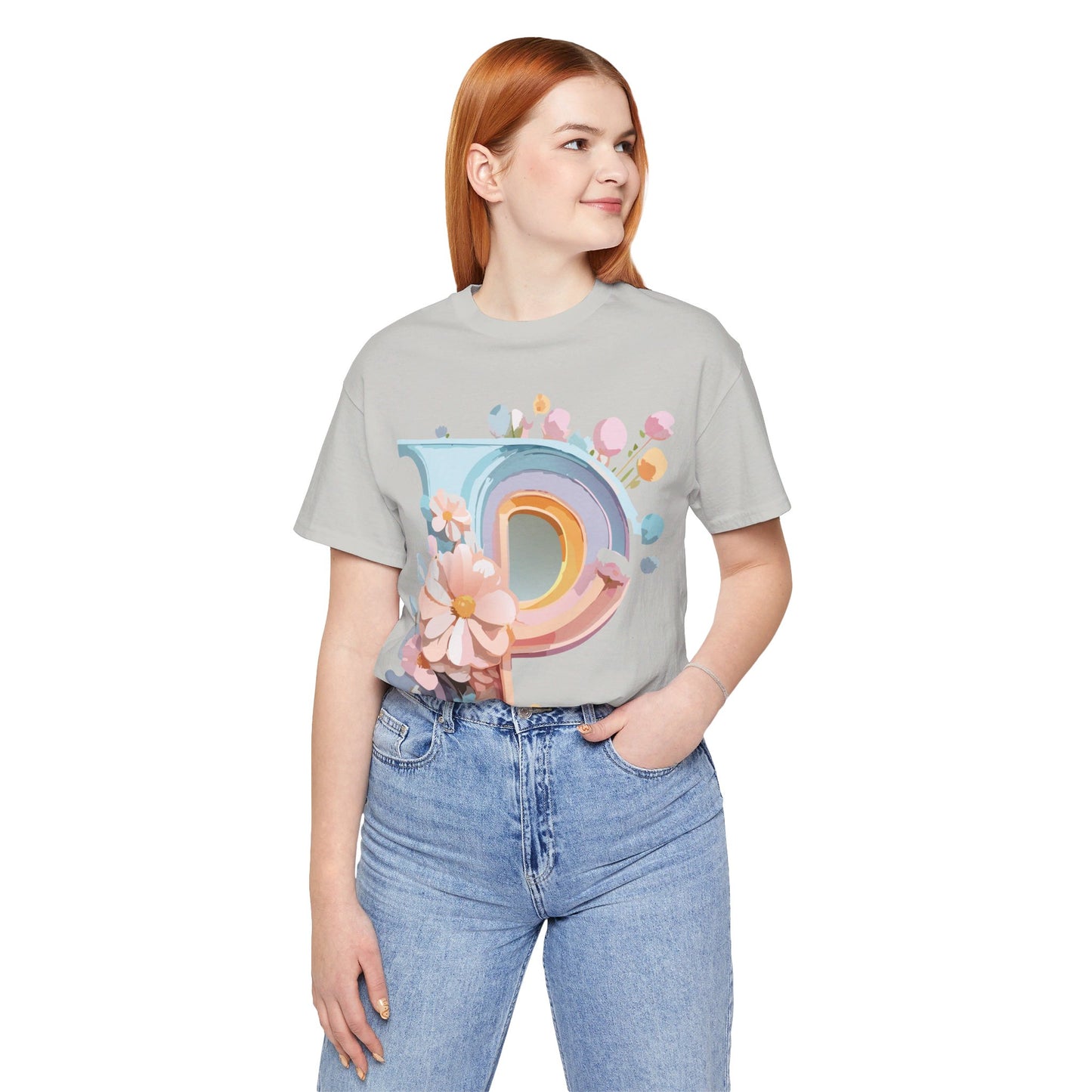 Natural Cotton Tee Shirt - Letters Collection - P Printify