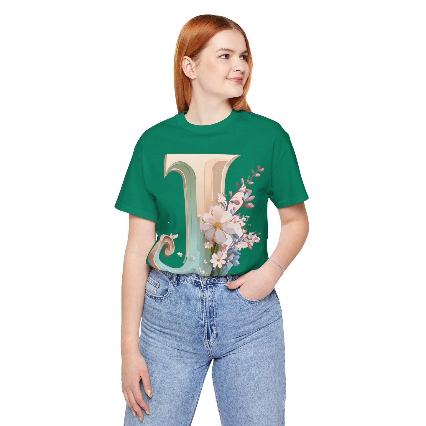 Natural Cotton Tee Shirt - Letters Collection - J Printify
