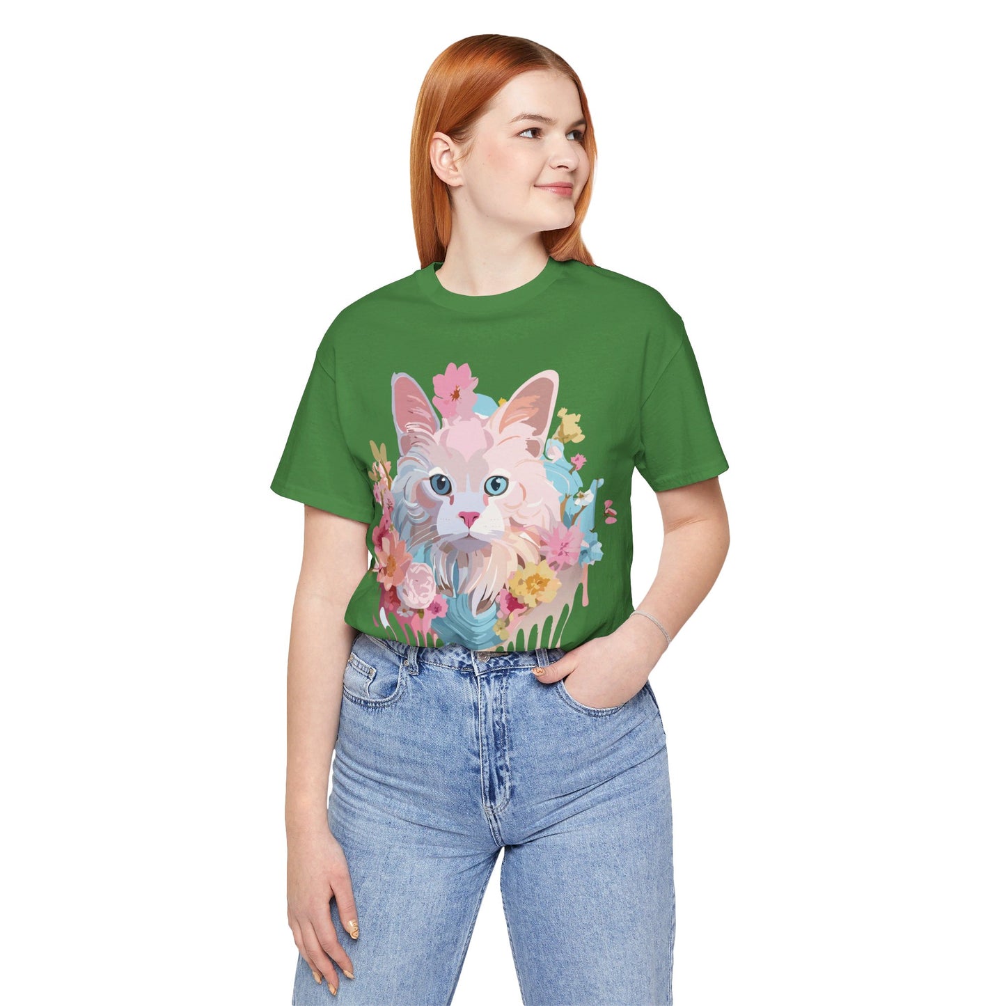 Natural Cotton Tee Shirt with Cat Printify