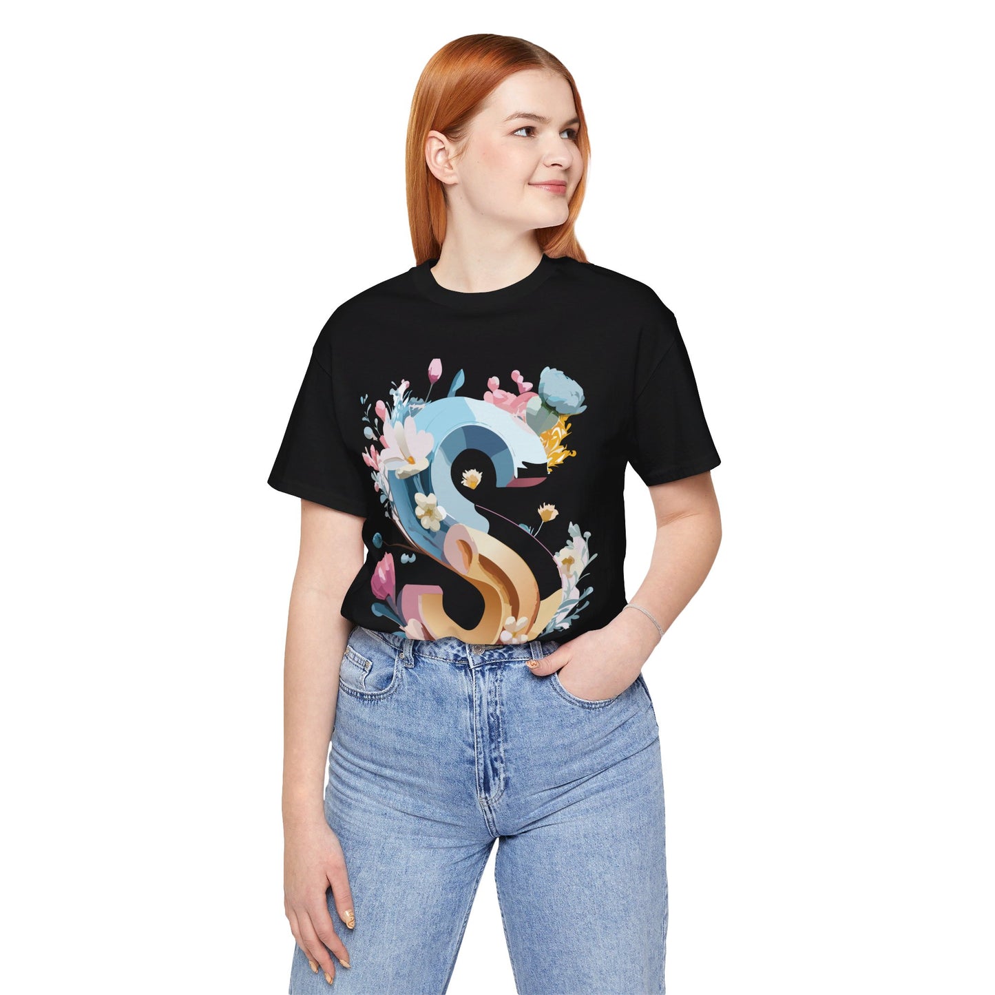 Natural Cotton Tee Shirt - Letters Collection - S Printify