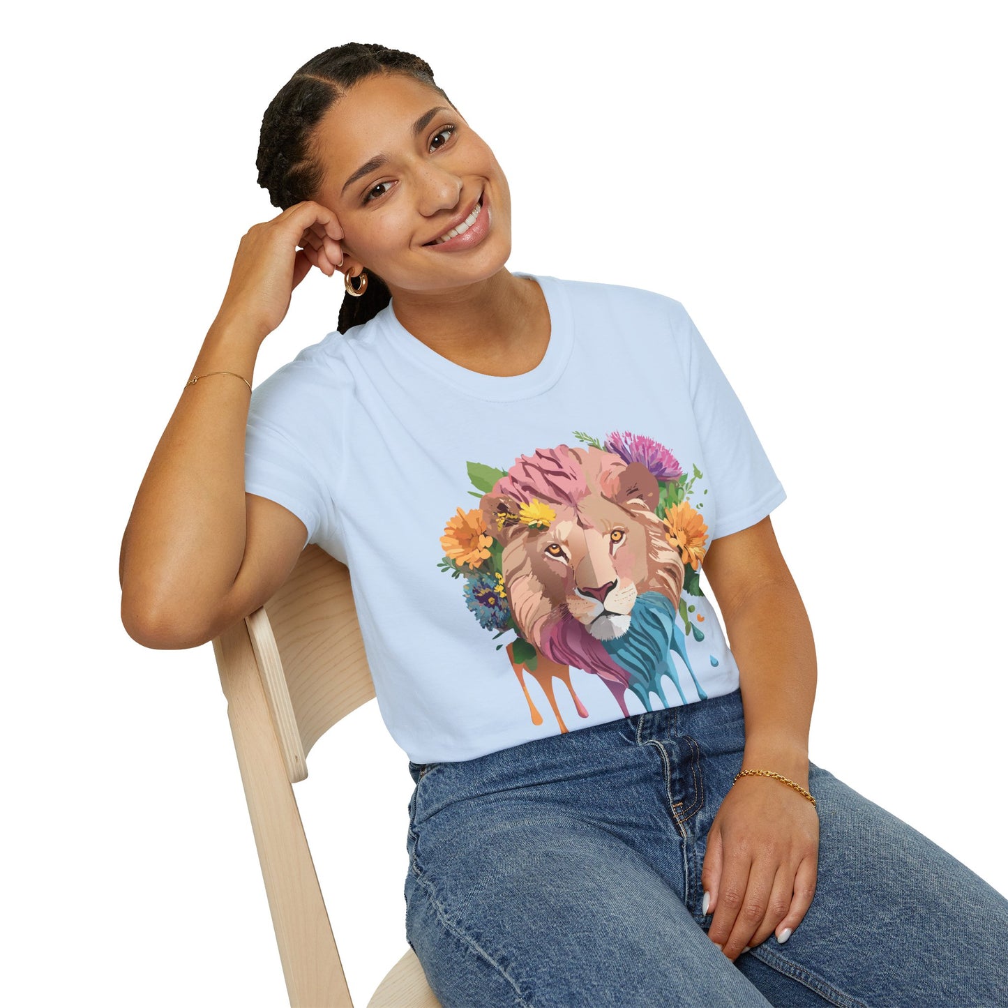 Lion Shirt, Shirt with Lion, Floral Lion Tee, Shirt with Animals