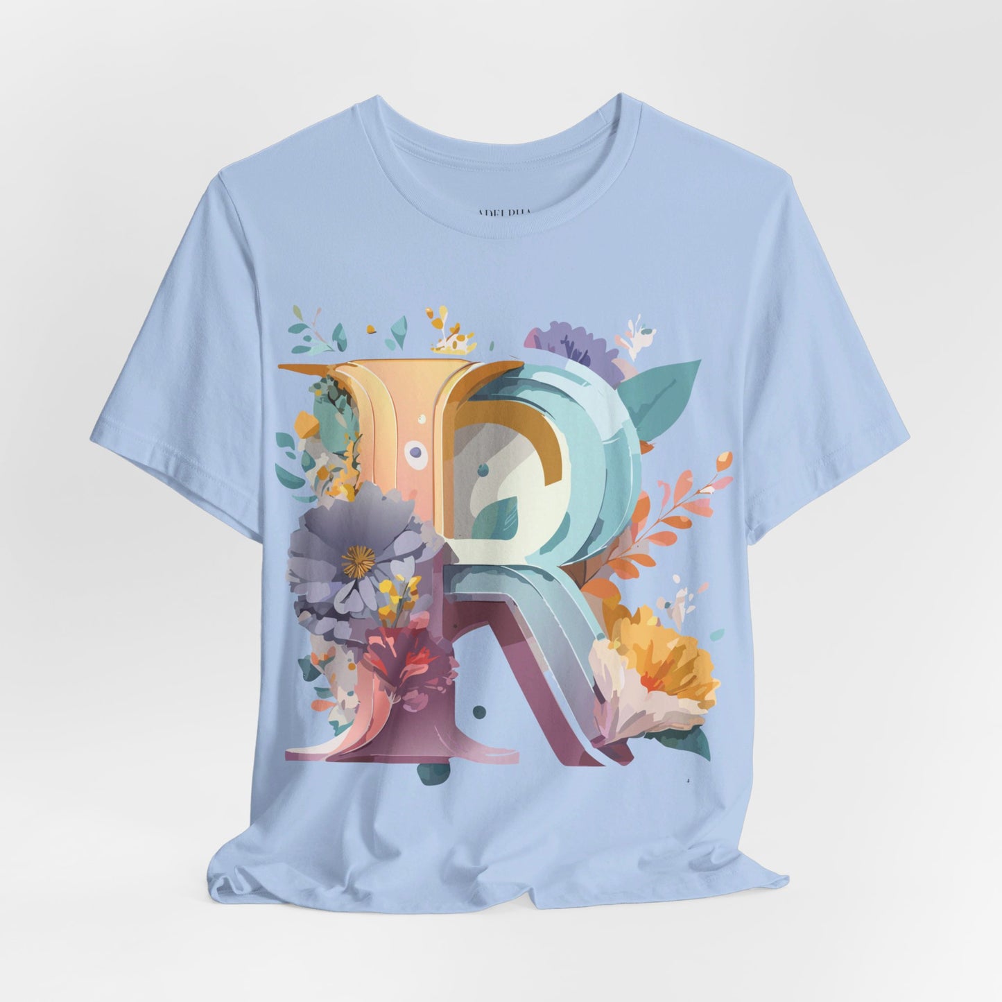 Natural Cotton Tee Shirt - Letters Collection - R Printify